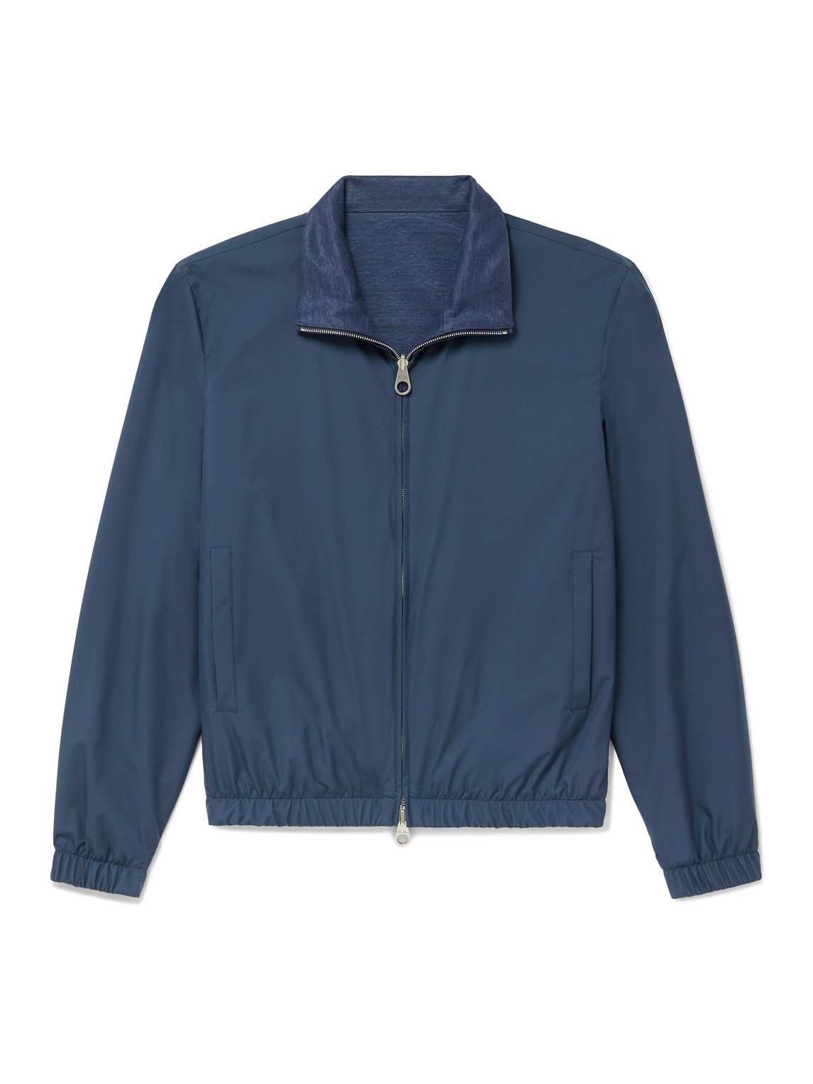 Loro Piana Reversible Storm System® Jersey And Twill Bomber Jacket In Blue