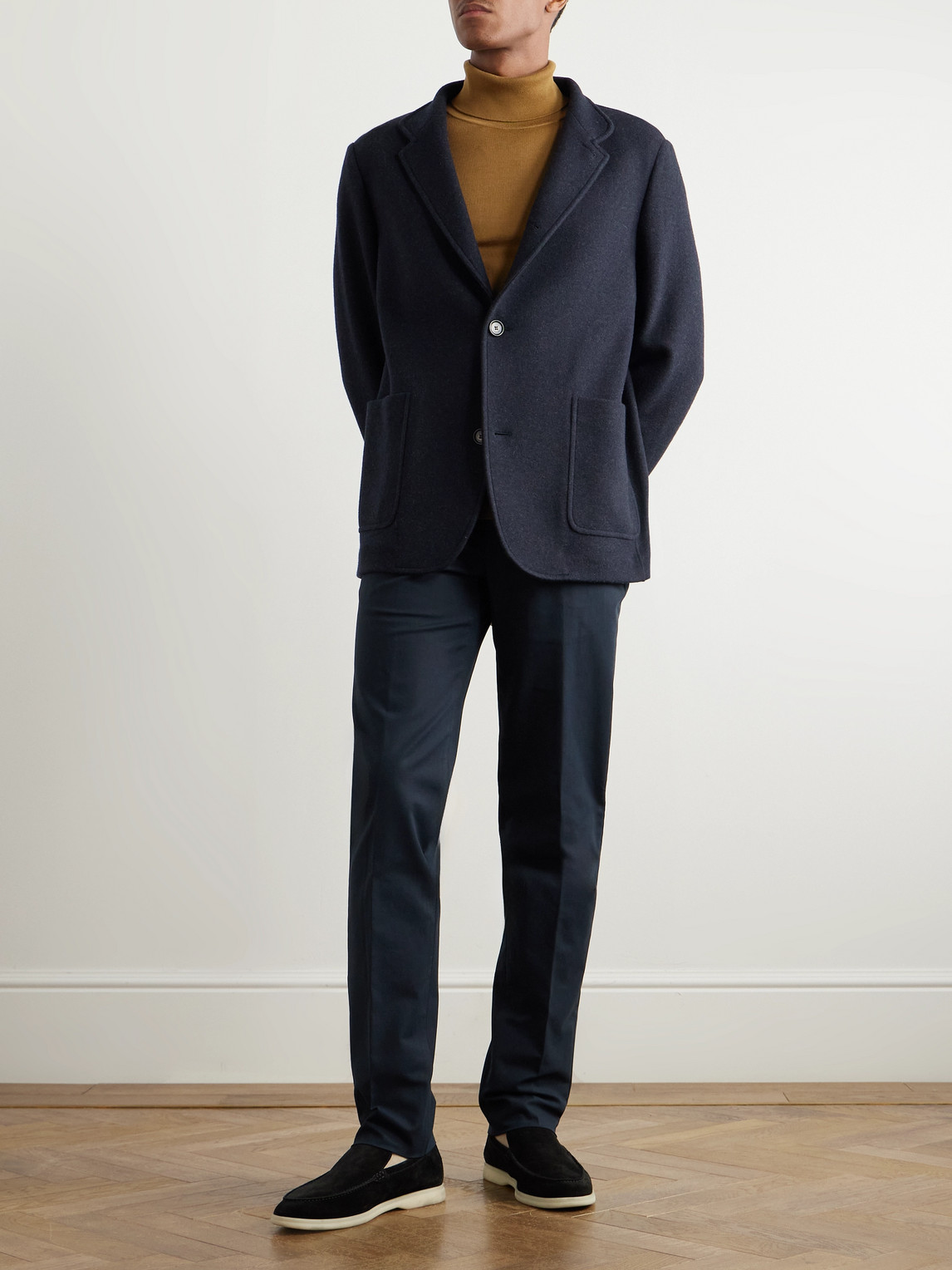 Loro Piana Carlo Hyannis Tapered Cotton-blend Trousers In Blue