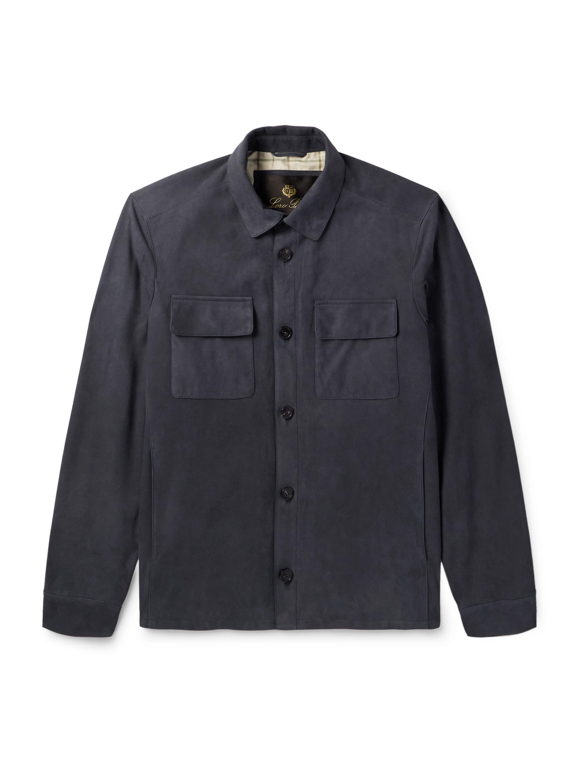 Loro Piana Suede Overshirt In Blue