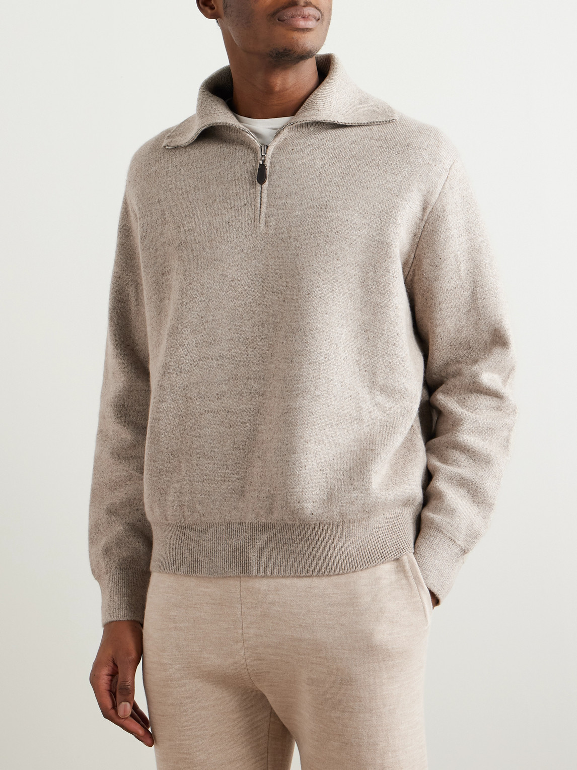 Loro Piana Linen And Cashmere-blend Zip-up Sweater In Neutrals