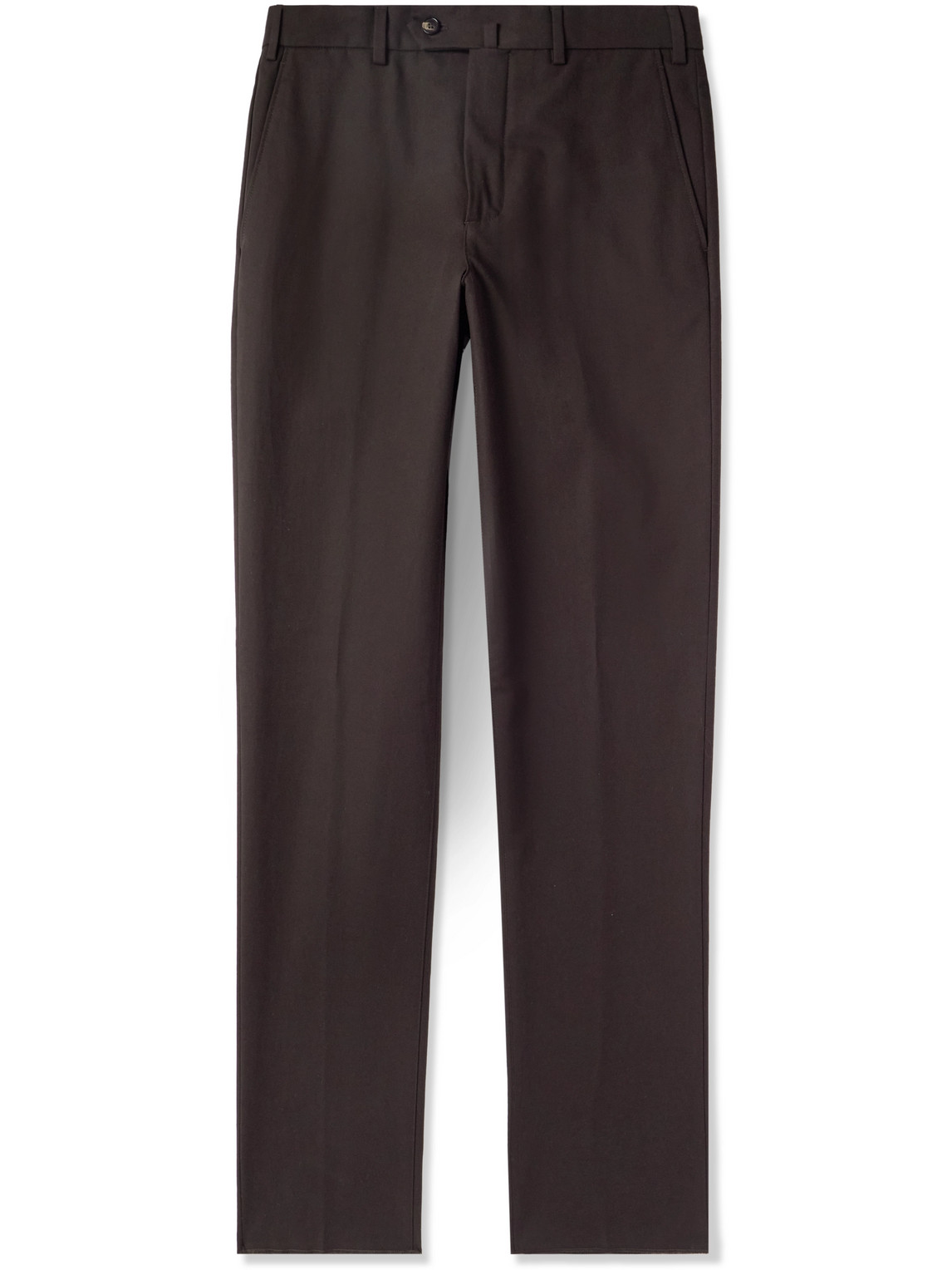 Loro Piana Carlo Hyannis Tapered Cotton-blend Trousers In Brown