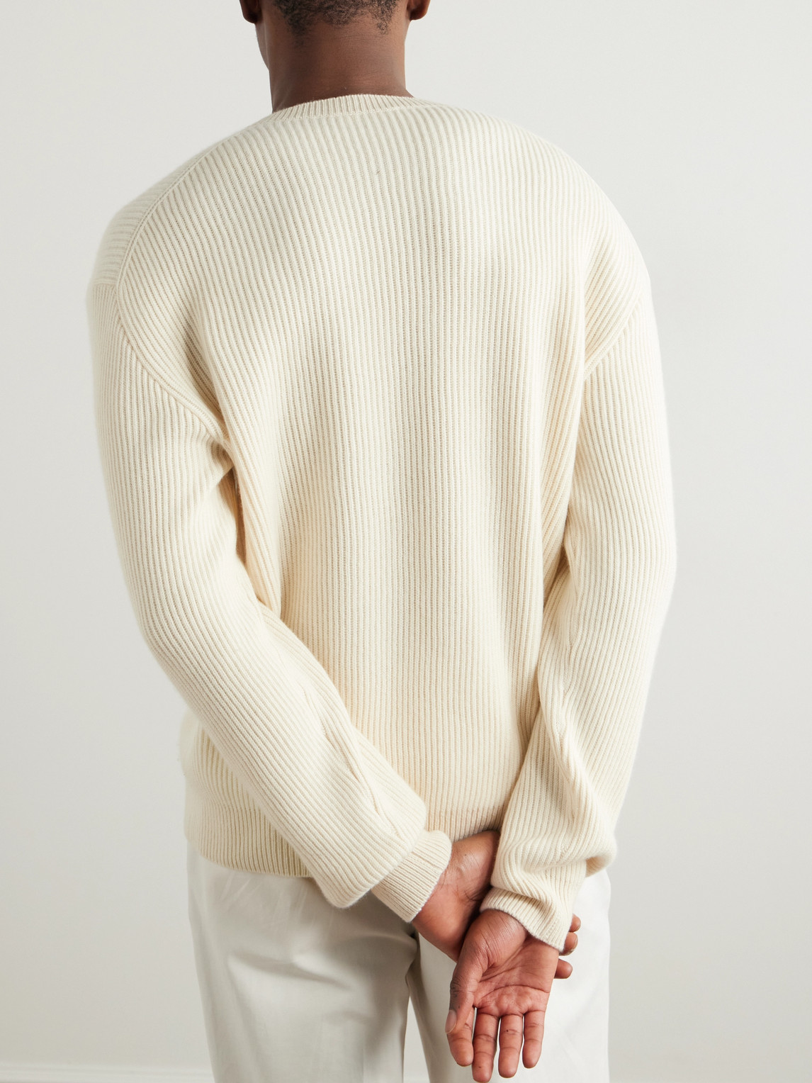 Loro Piana Fobello Ribbed Cashmere Sweater In Natural
