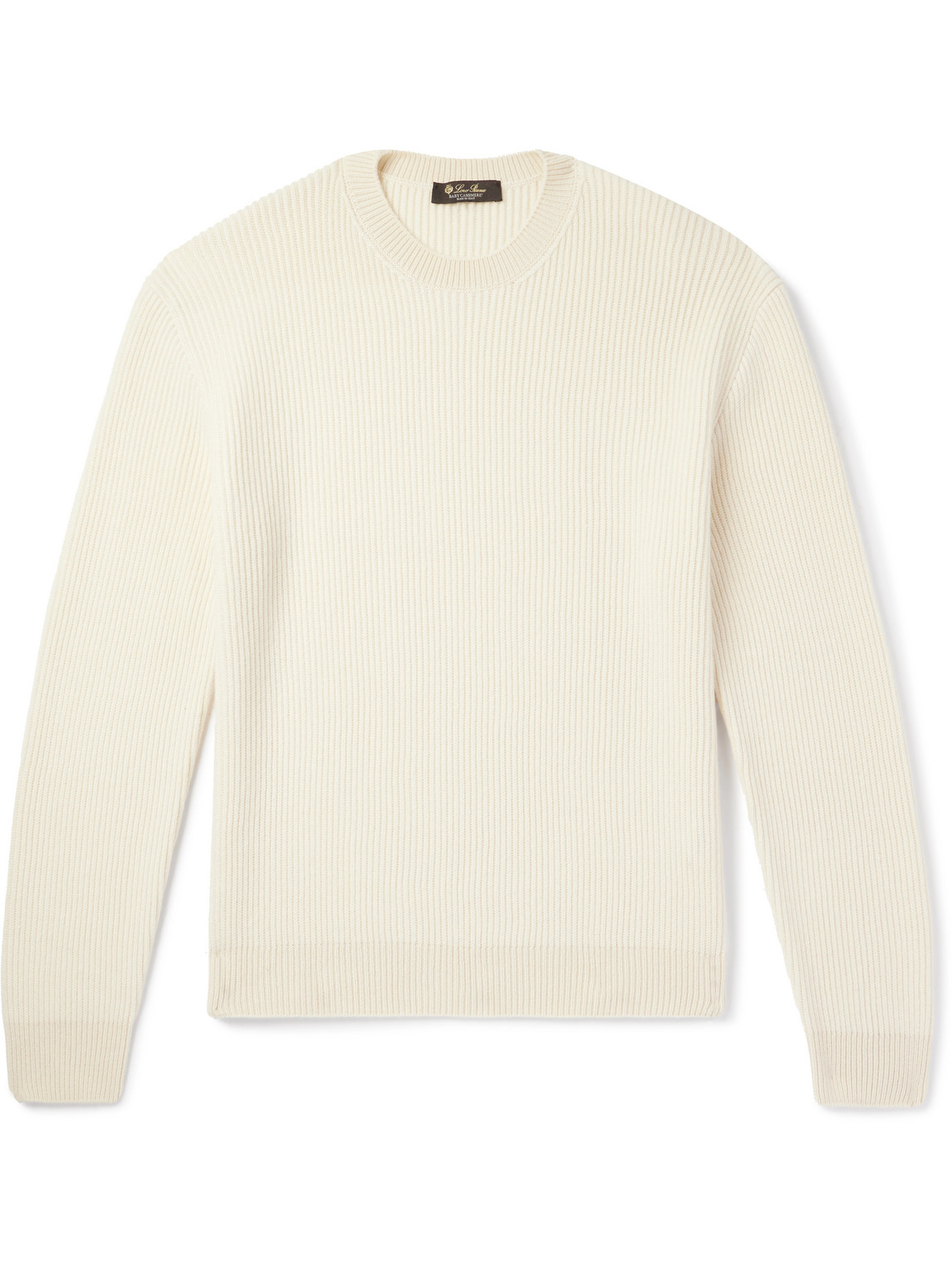 Loro Piana Fobello Ribbed Cashmere Sweater In Natural
