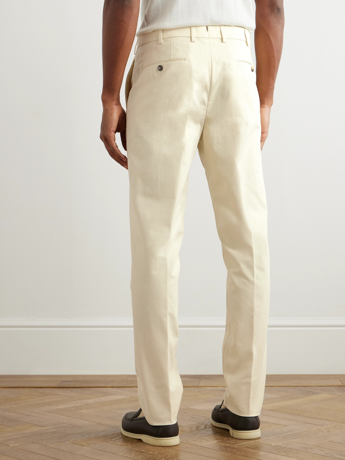 Loro Piana Carlo Hyannis Tapered Cotton-blend Trousers In Neutrals