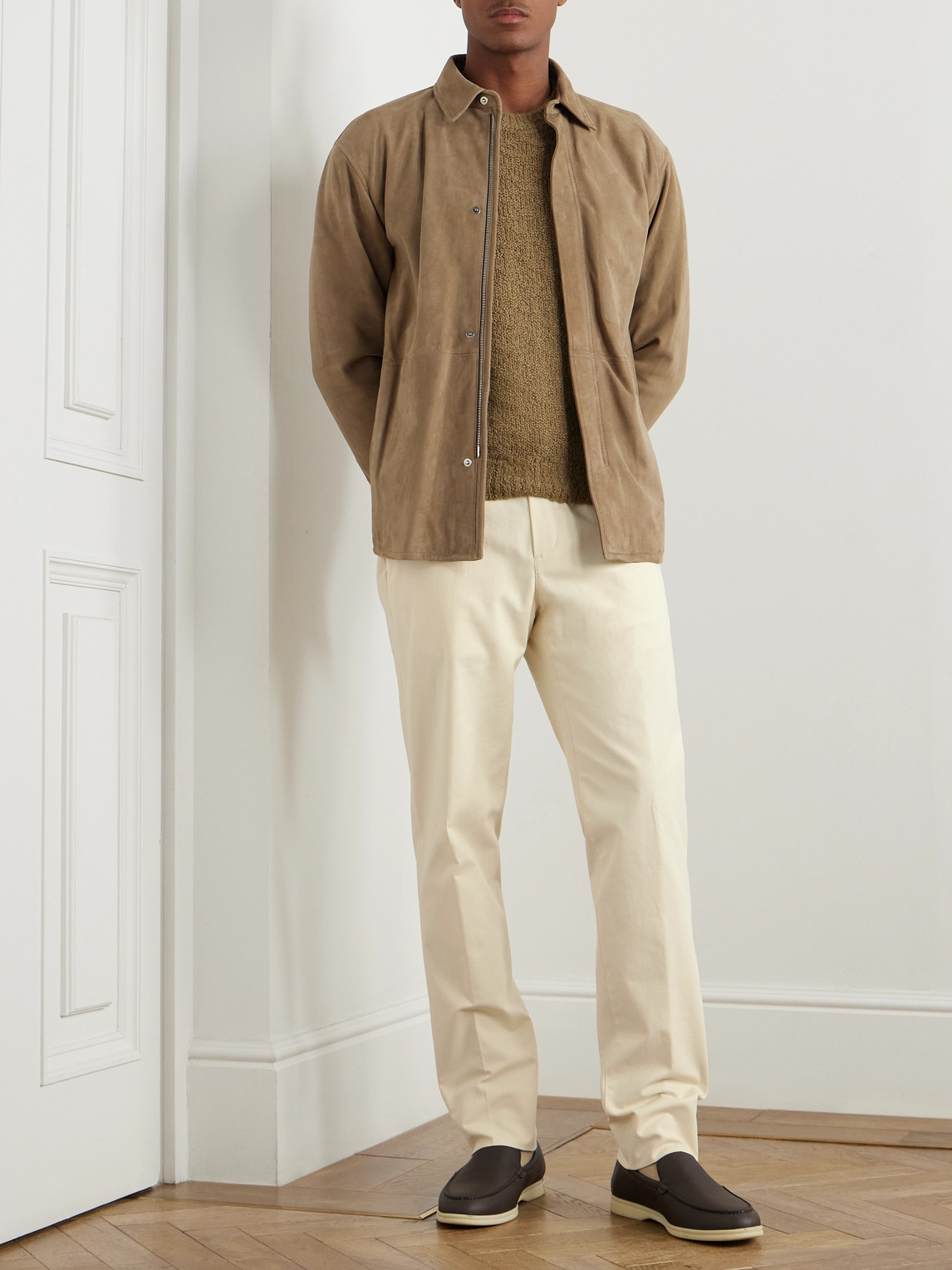 Loro Piana Carlo Hyannis Tapered Cotton-blend Trousers In Neutrals