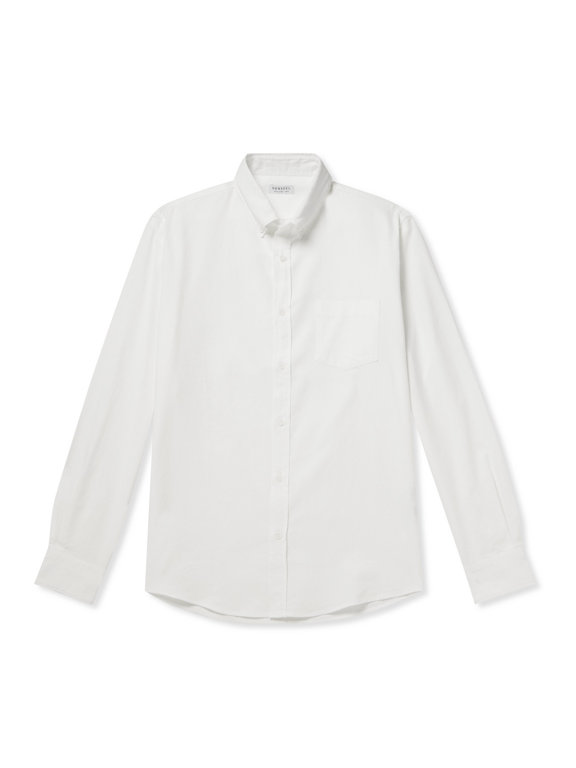 Sunspel Button-down Collar Cotton Oxford Shirt In White