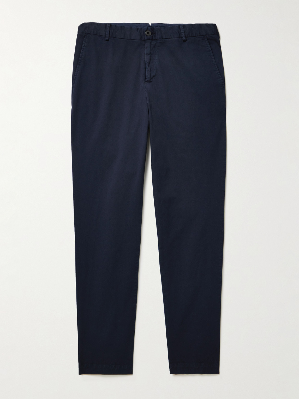 Sunspel Straight-leg Garment-dyed Cotton-blend Twill Chinos In Blue