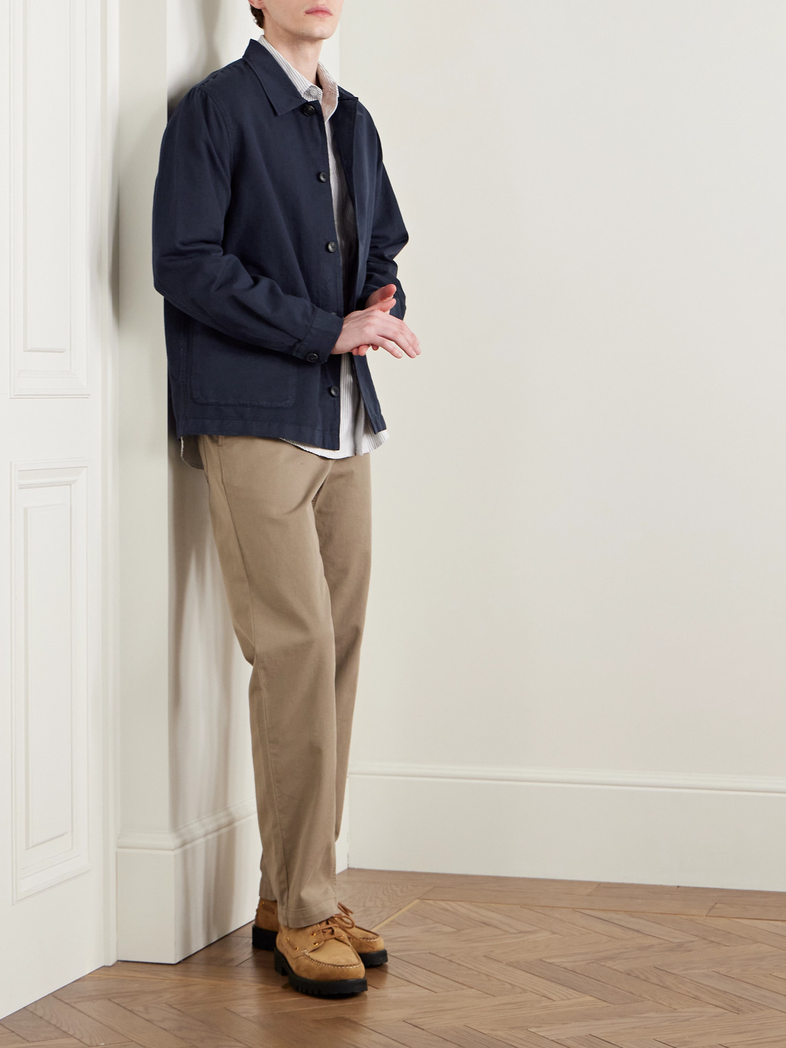 Sunspel Cotton-twill Jacket In Blue