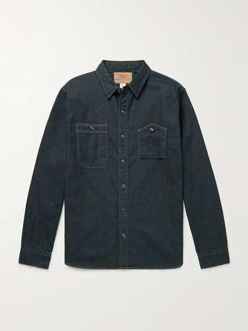 RRL ダブルアールエル ウールカシミヤCPOジャケット ブルー×グレー  