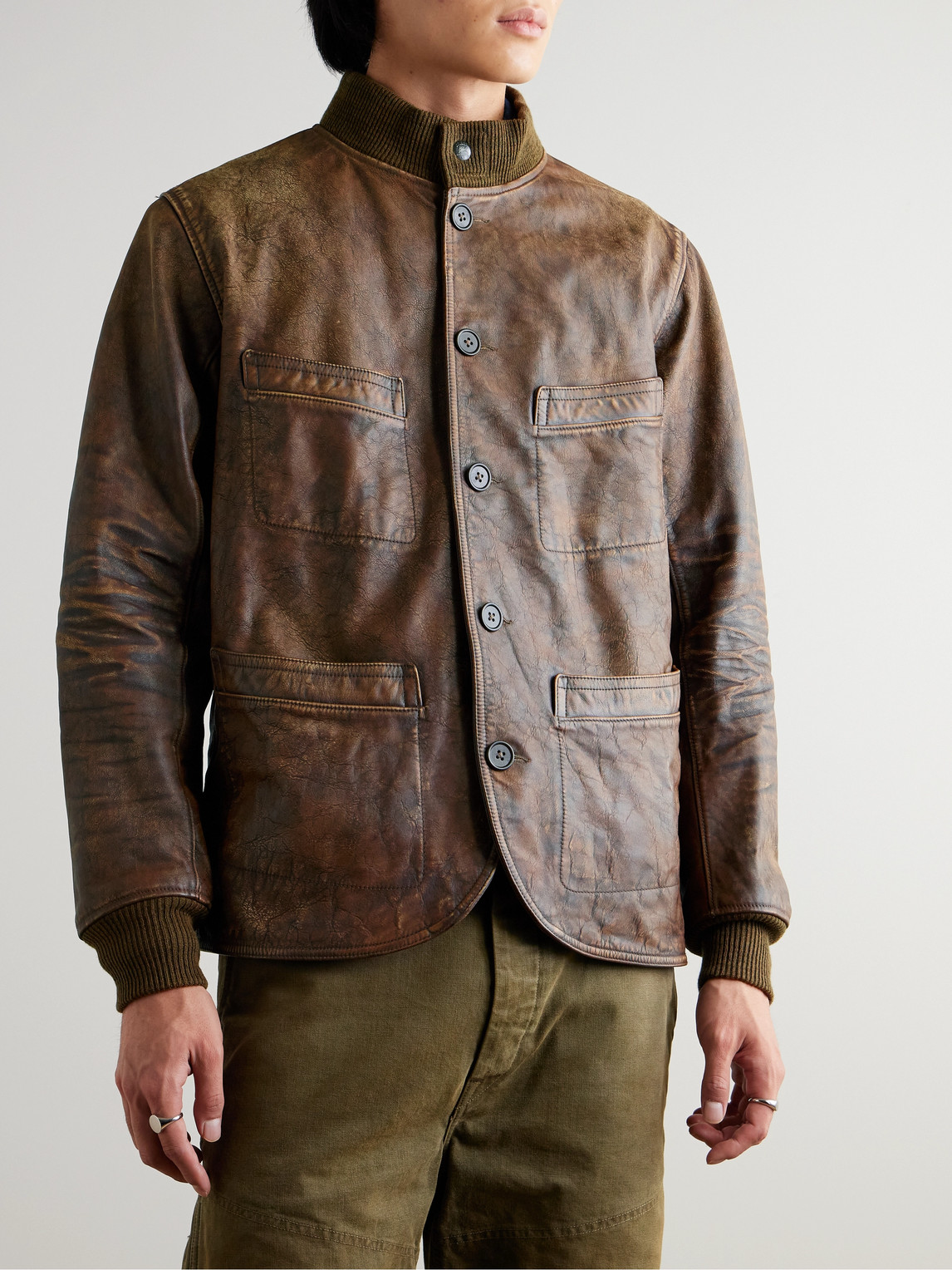 【関税込み】RRL ブラウン Parkhurst レザージャケット RRL - Parkhurst Distressed Leather Jacket - Curated Menswear