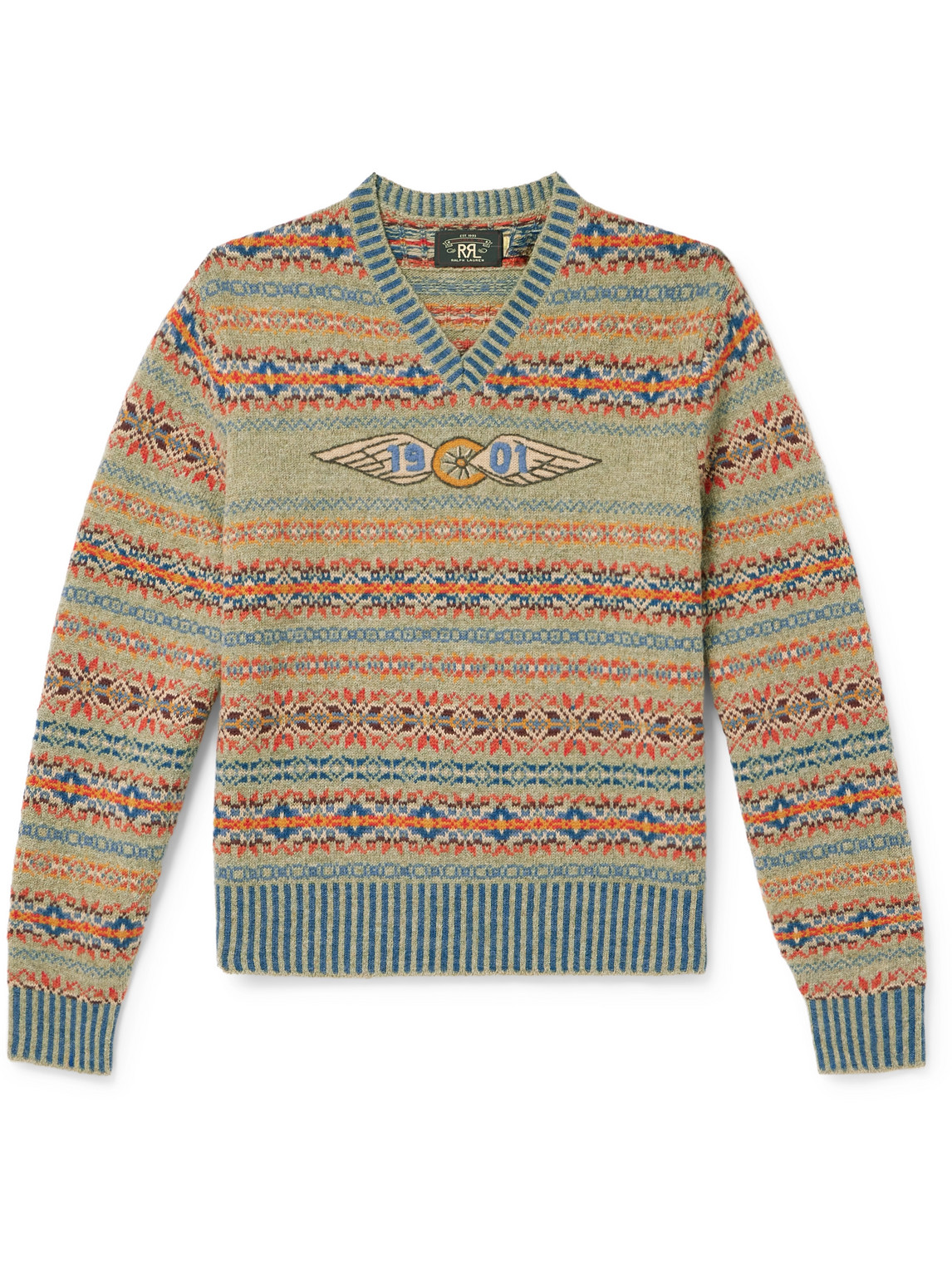 Embroidered Fair Isle Wool-Blend Sweater