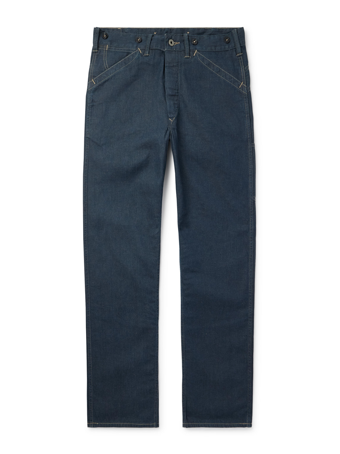 Rrl Straight-leg Indigo-dyed Denim Trousers In Blue