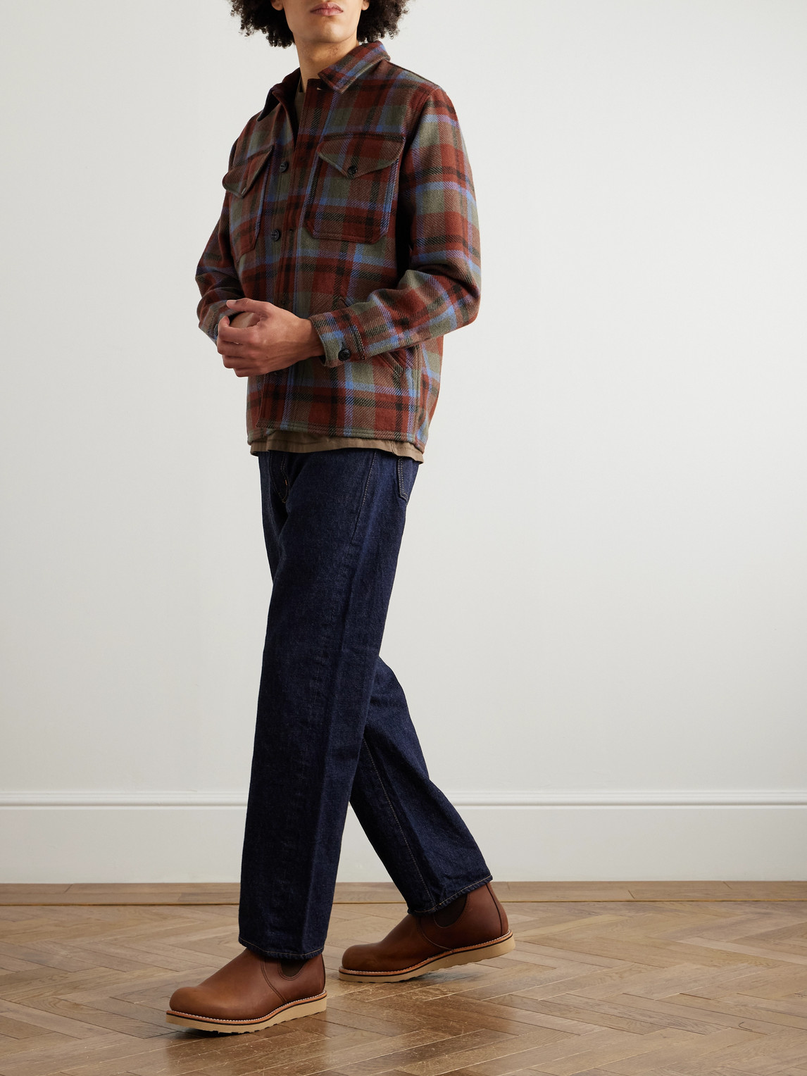 Rrl Multicolor Wool Ace Cruiser Shirt Jacket In Red