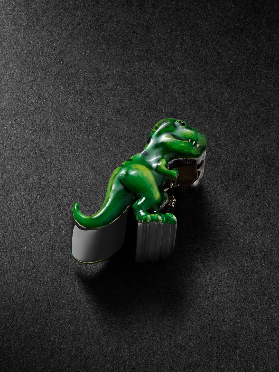 Greg Yuna T-rex 14-karat White Gold And Enamel Pendant In Green