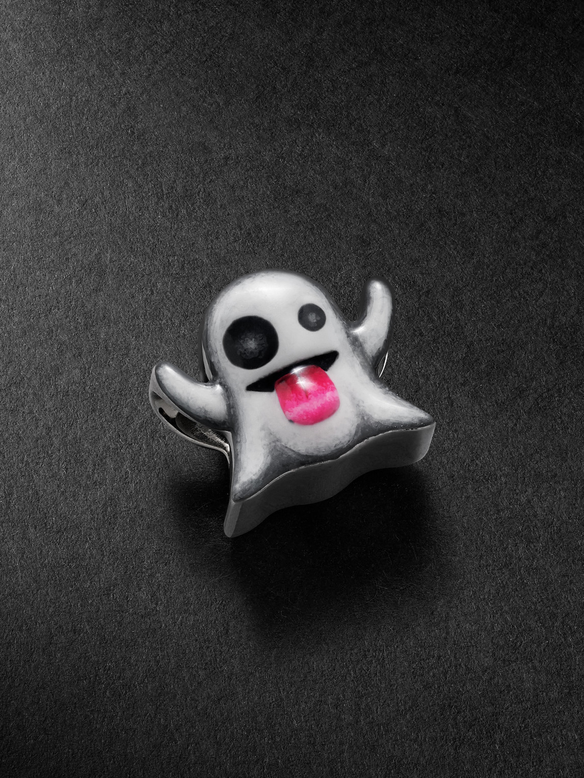 Greg Yuna Ghost 14-karat White Gold And Enamel Pendant In Silver