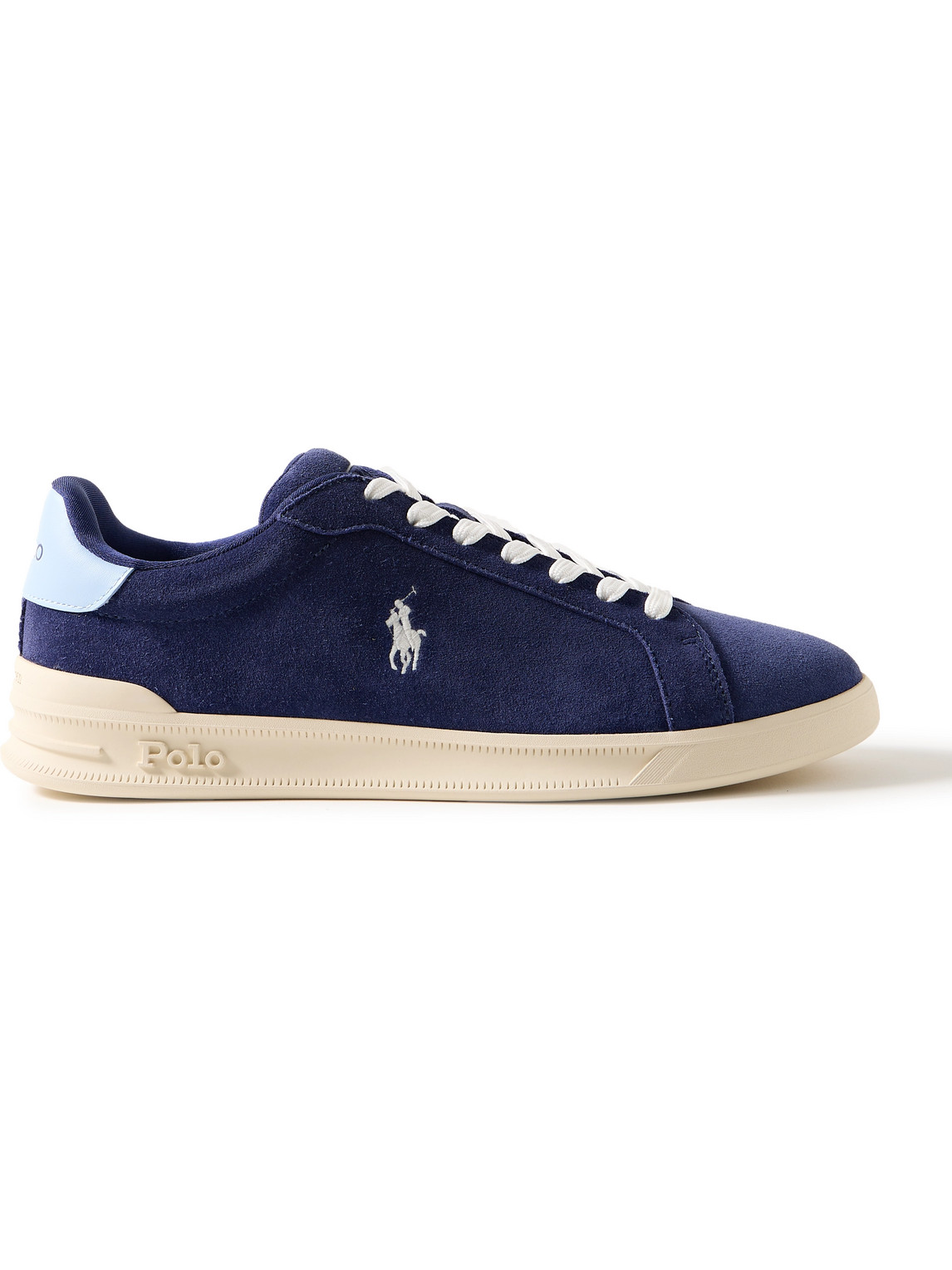 Polo Ralph Lauren Heritage Court Ii Logo-embroidered Leather-trimmed Suede Sneakers In Blue