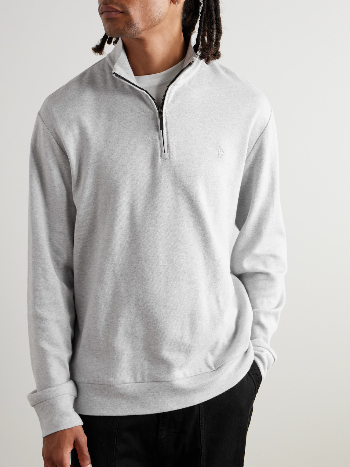 Polo Ralph Lauren - Logo-Embroidered Cotton-Jersey Half-Zip