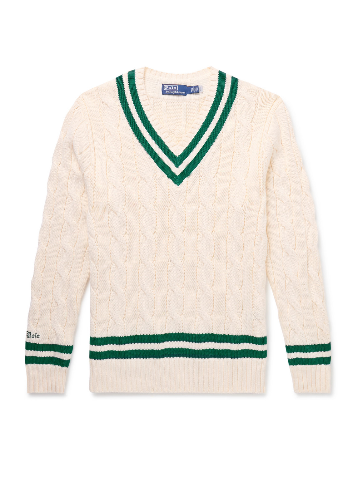 Slim-Fit Cable-Knit Striped Cotton Sweater