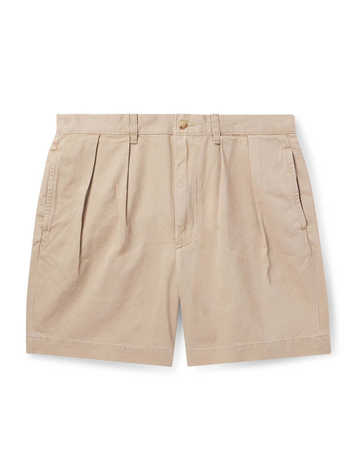 Polo Ralph Lauren Cormac Straight-leg Pleated Cotton-twill Shorts In Neutrals