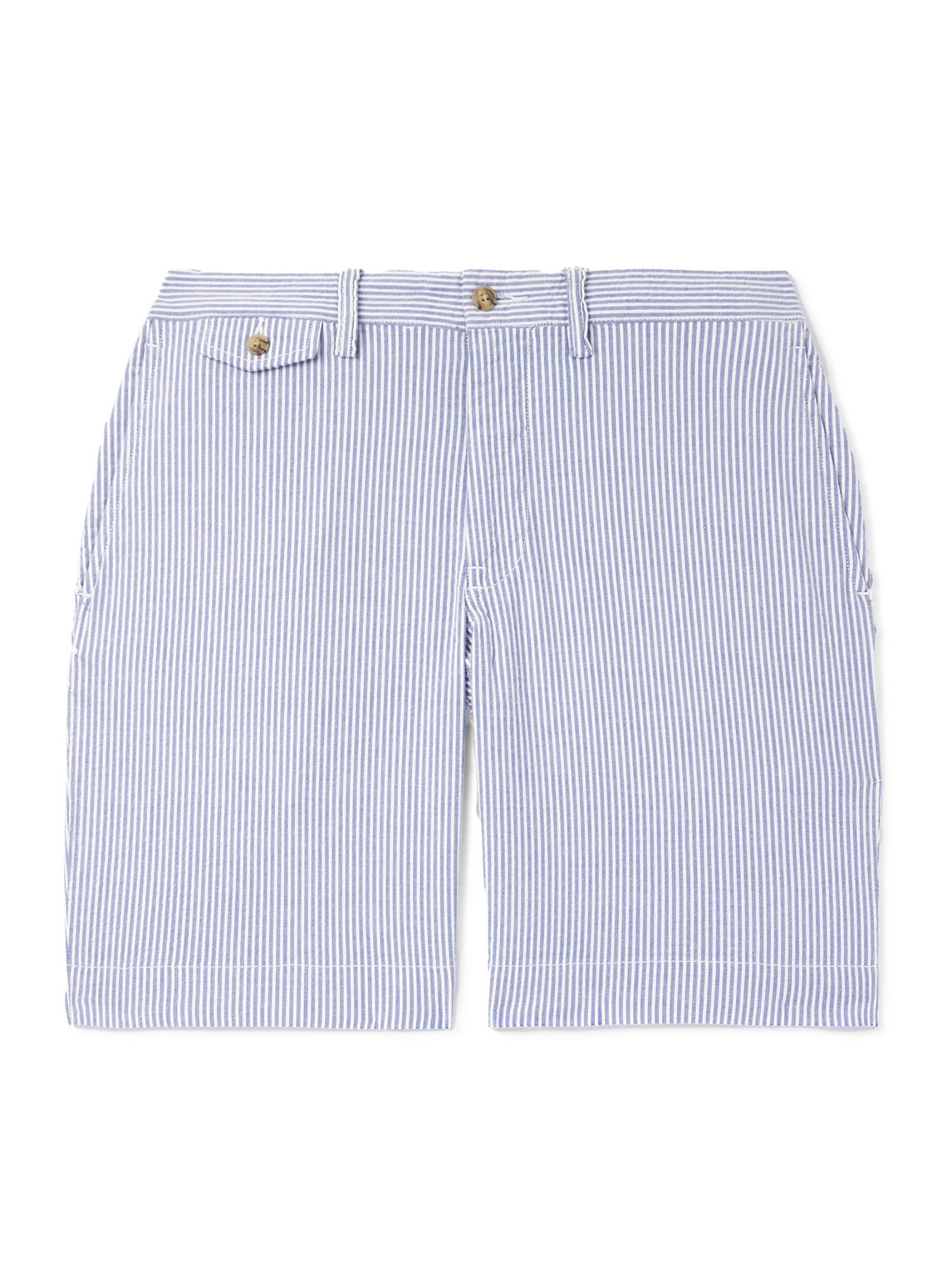 Polo Ralph Lauren Straight-leg Striped Cotton-blend Seersucker Shorts In Blue