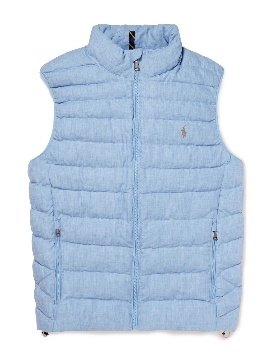 Polo Ralph Lauren Terra Logo-embroidered Padded Quilted Linen Gilet In Blue