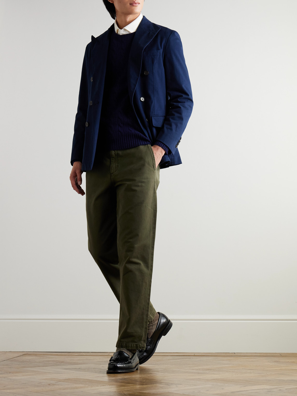 Double-Breasted Cotton-Blend Twill Blazer — 2