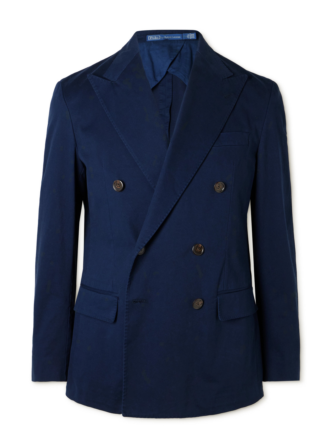 Polo Ralph Lauren Double-breasted Cotton-blend Twill Blazer In Blue