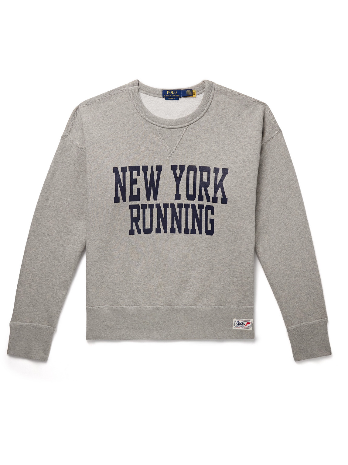 Polo Ralph Lauren Printed Cotton-blend Jersey Sweatshirt In Gray