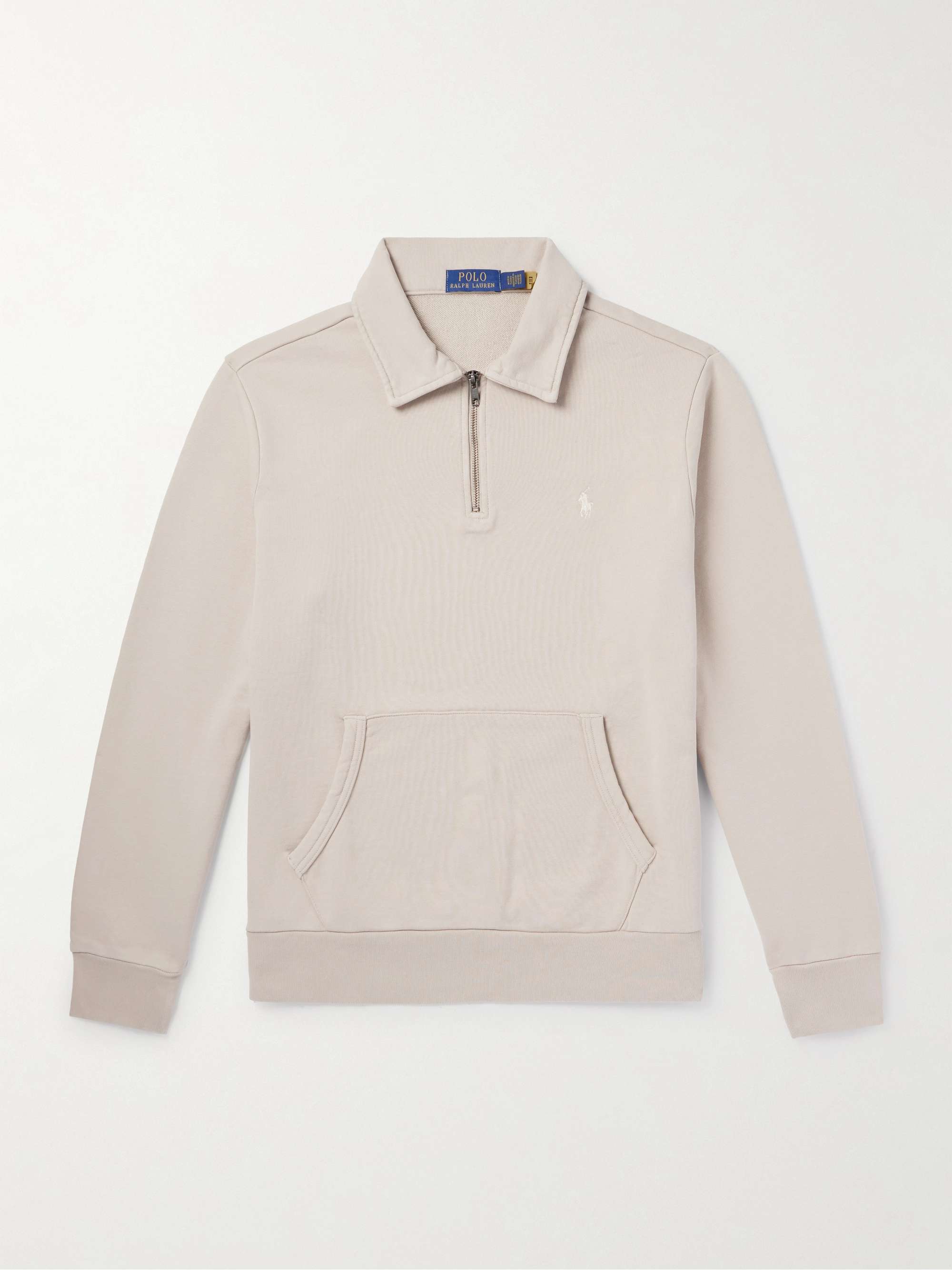 POLO RALPH LAUREN Logo-Embroidered Cotton-Jersey Half-Zip POLO RALPH LAUREN Logo-Embroidered Cotton-Jersey Half-Zip