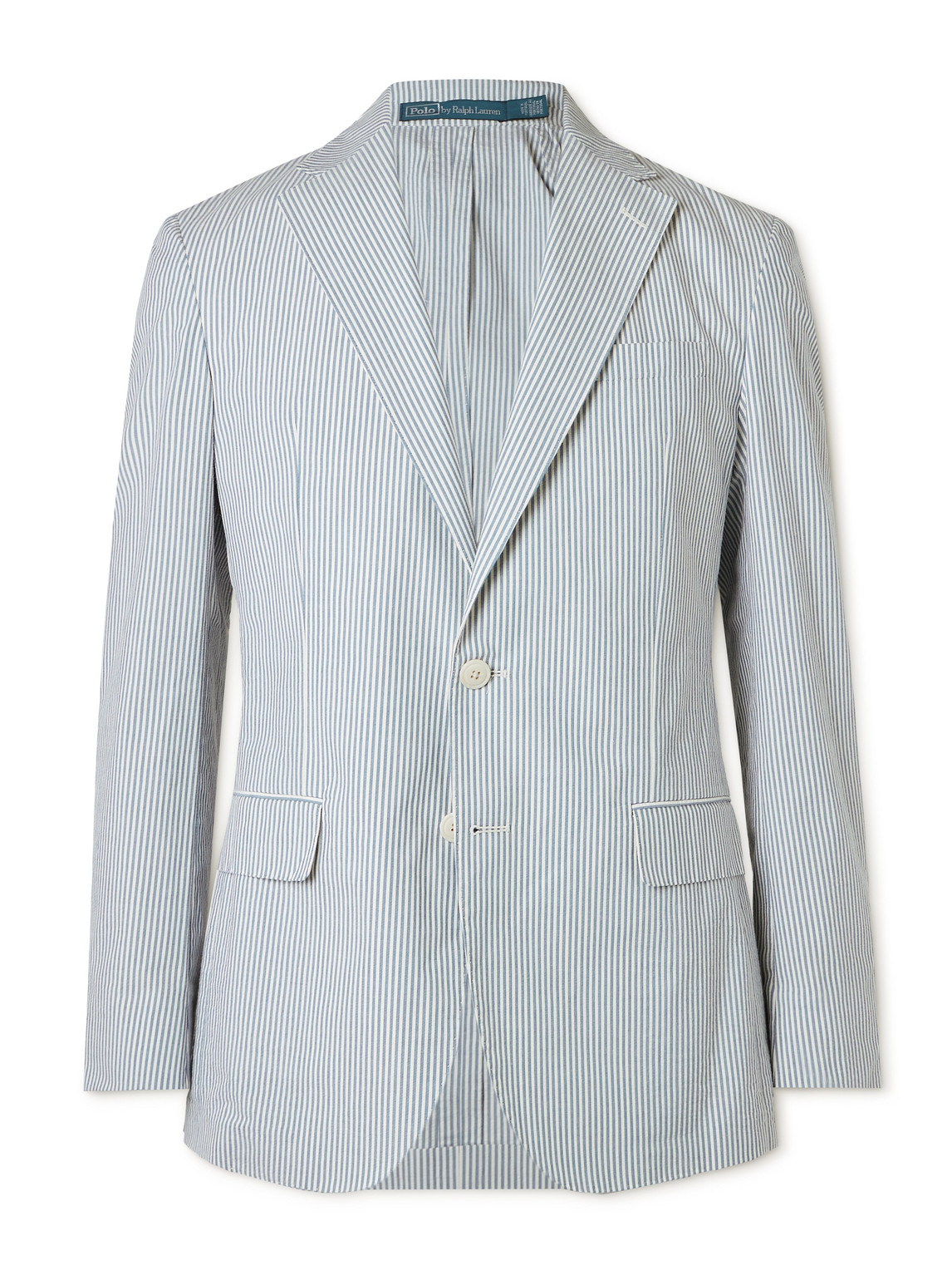 Polo Ralph Lauren Striped Cotton-seersucker Blazer In Blue