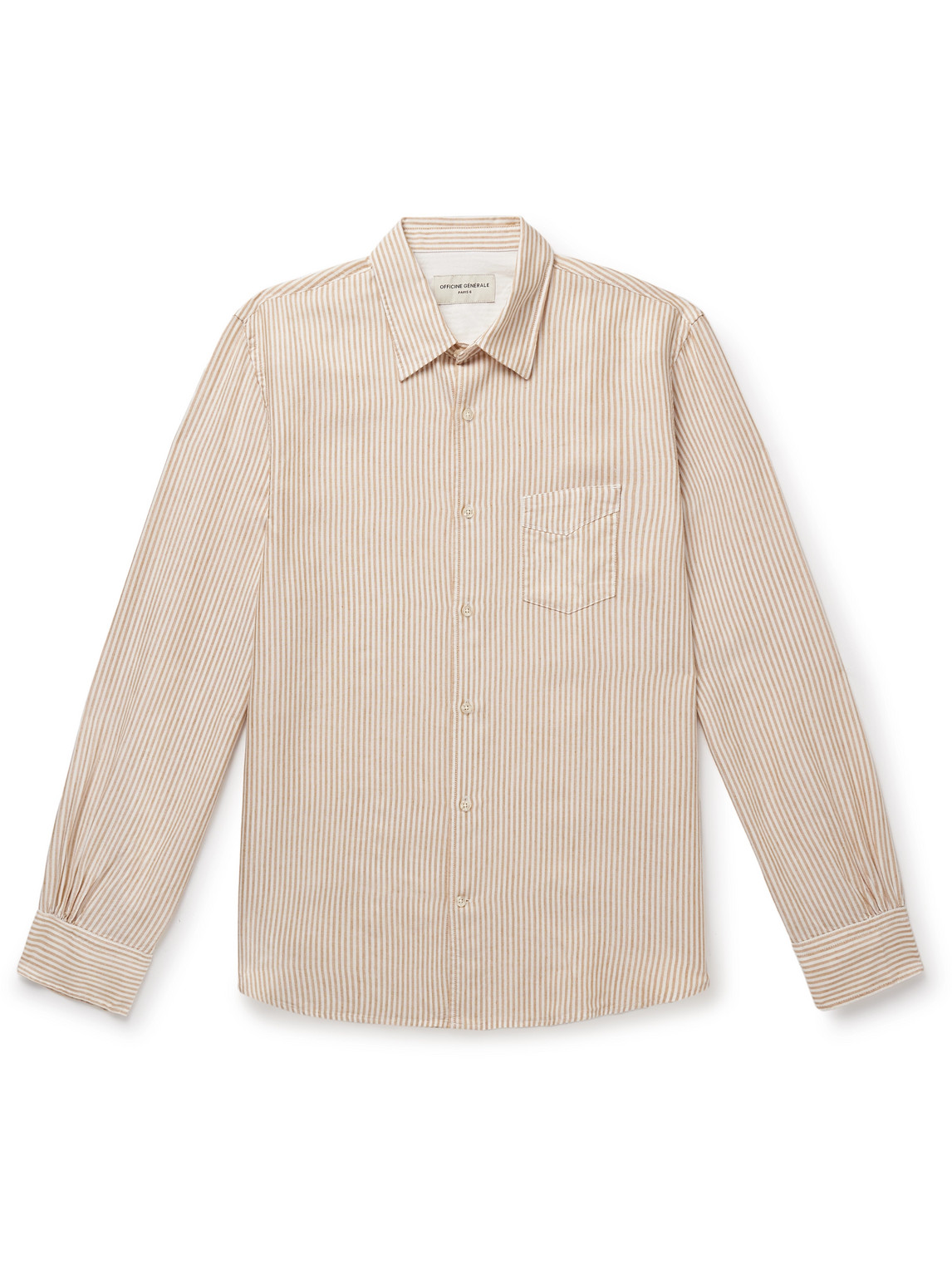 Officine Generale Benoit Striped Lyocell Oxford Shirt In Neutrals