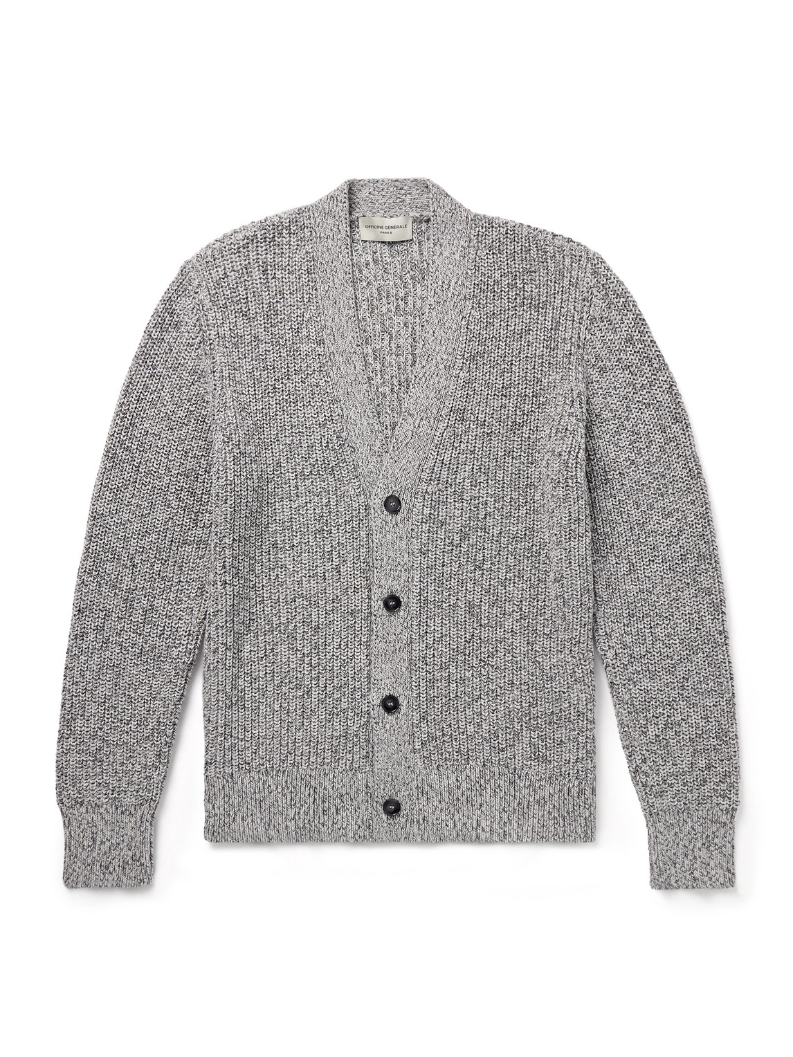 Officine Generale Miles Ribbed Organic Cotton Cardigan In Gray