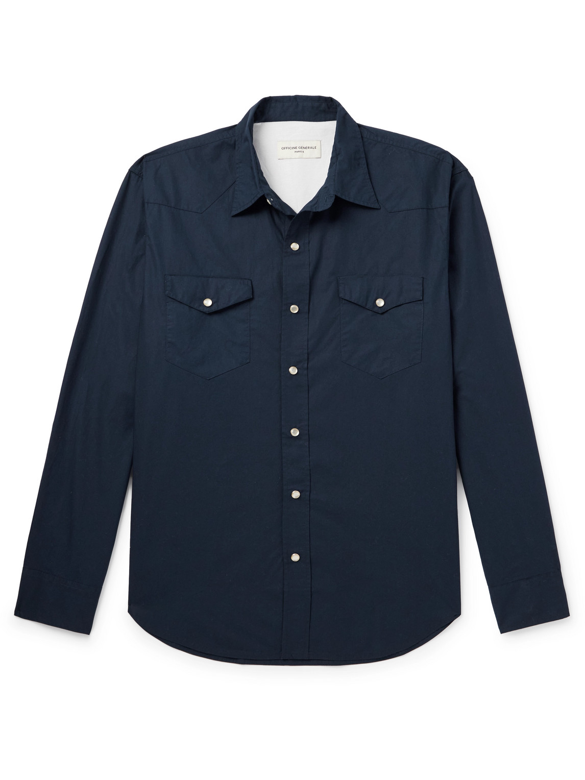 Officine Generale Maverick Organic Cotton-poplin Shirt In Blue