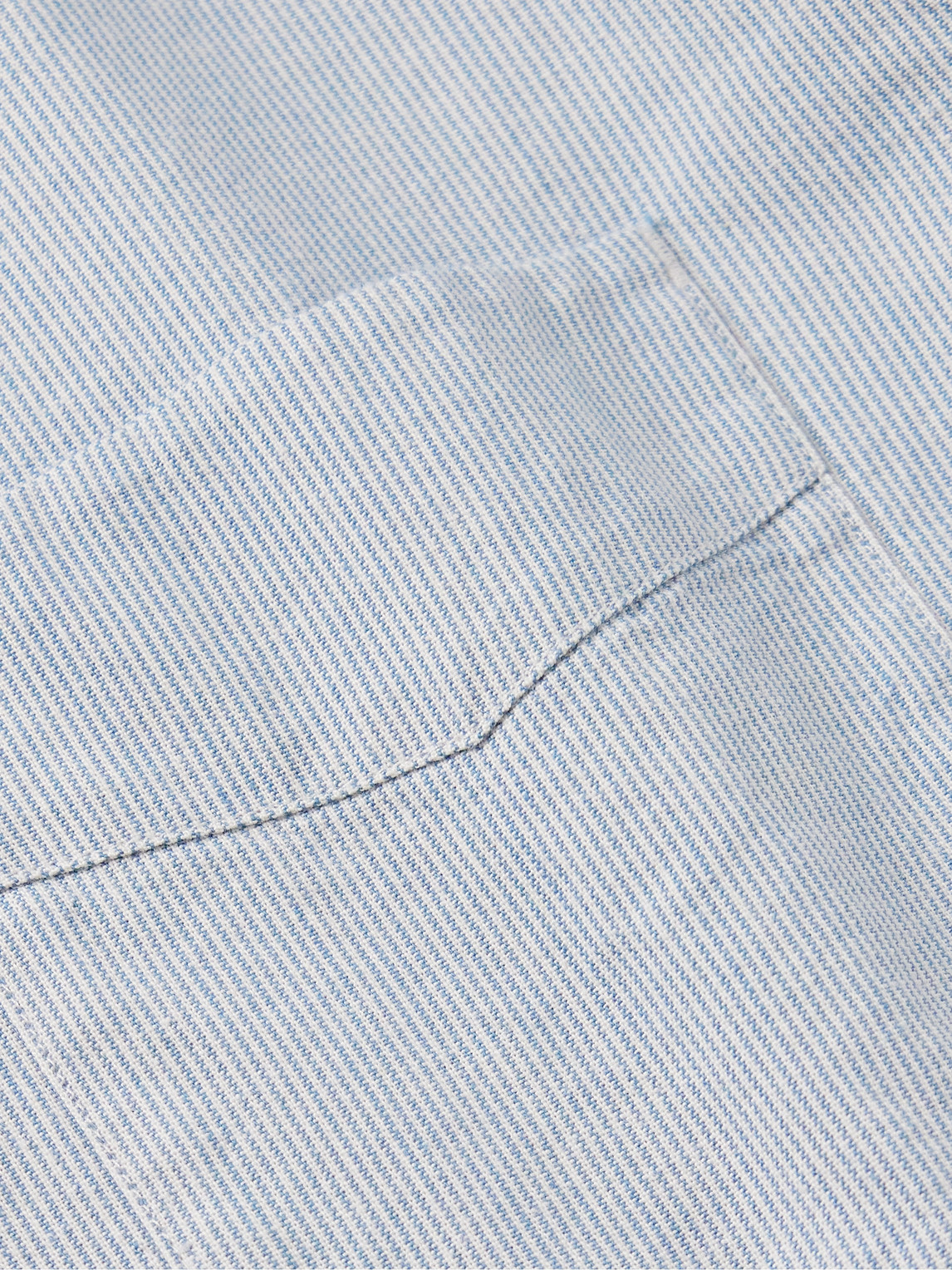 Shop Officine Generale Bart Button-down Collar Pinstriped Cotton Oxford Shirt In Blue
