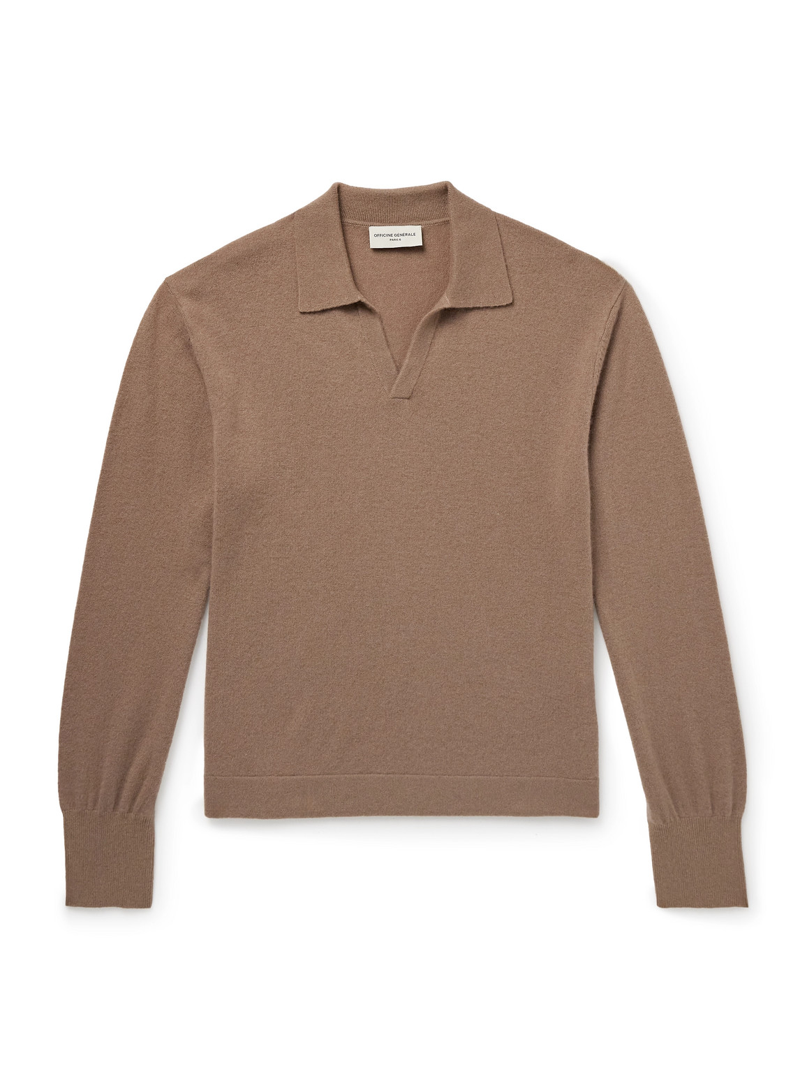 Officine Generale Simone Cashmere Polo Shirt In Neutrals