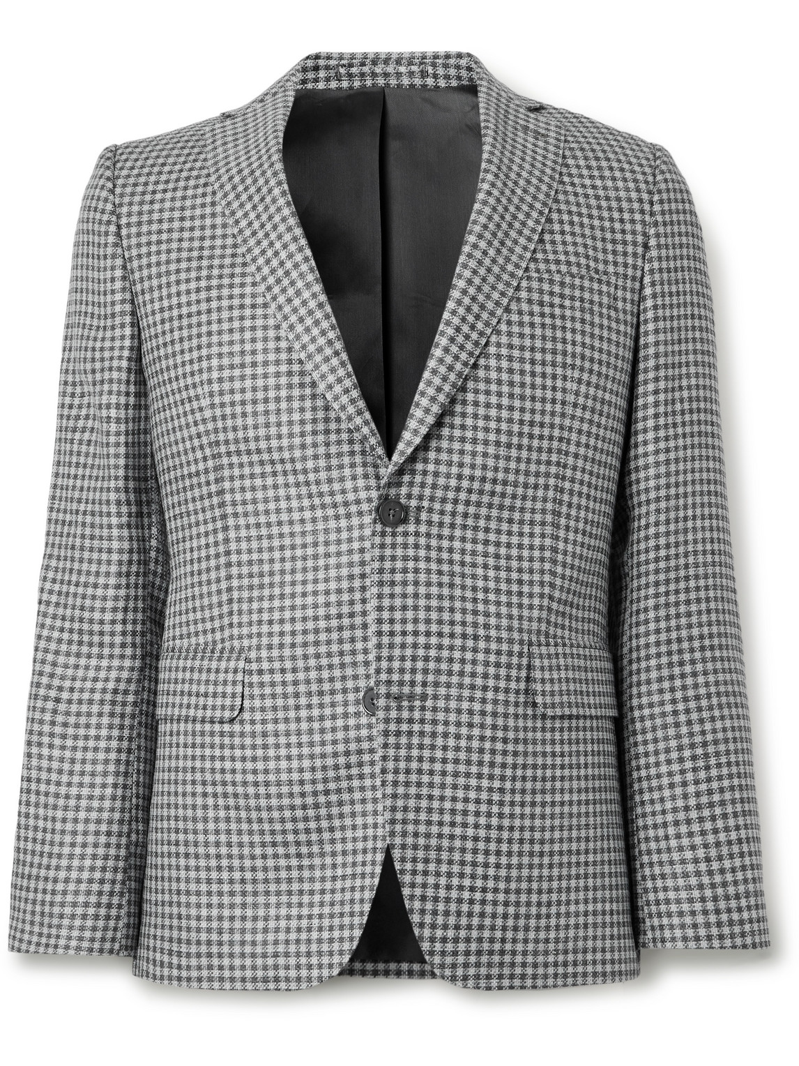 Shop Officine Generale 375 Gingham Linen And Wool-blend Blazer In Gray