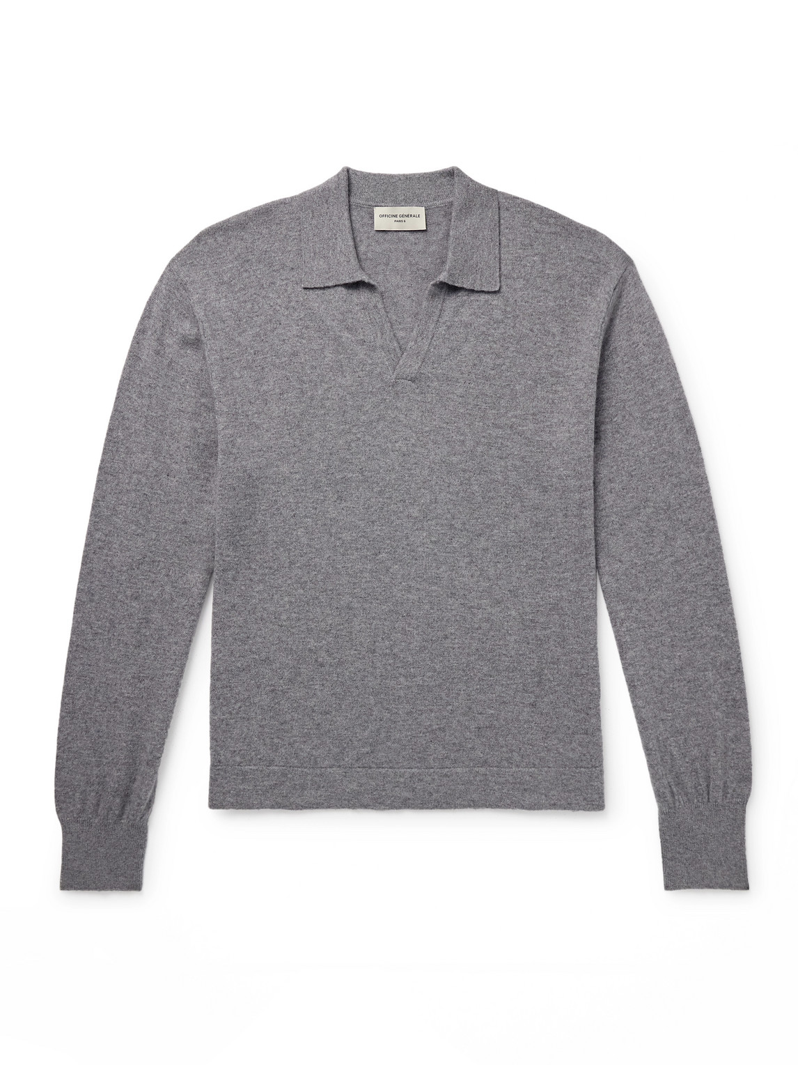 Officine Generale Simone Cashmere Polo Shirt In Gray