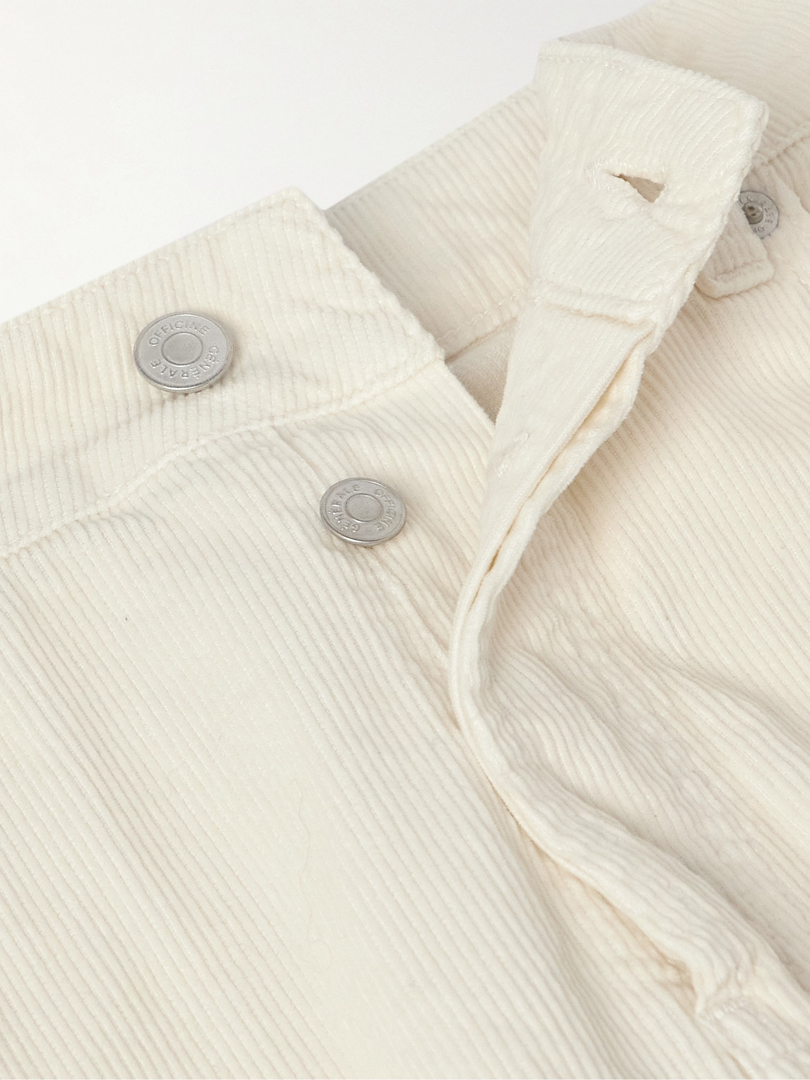 Shop Officine Generale James Slim-fit Straight-leg Cotton-corduroy Trousers In Neutrals