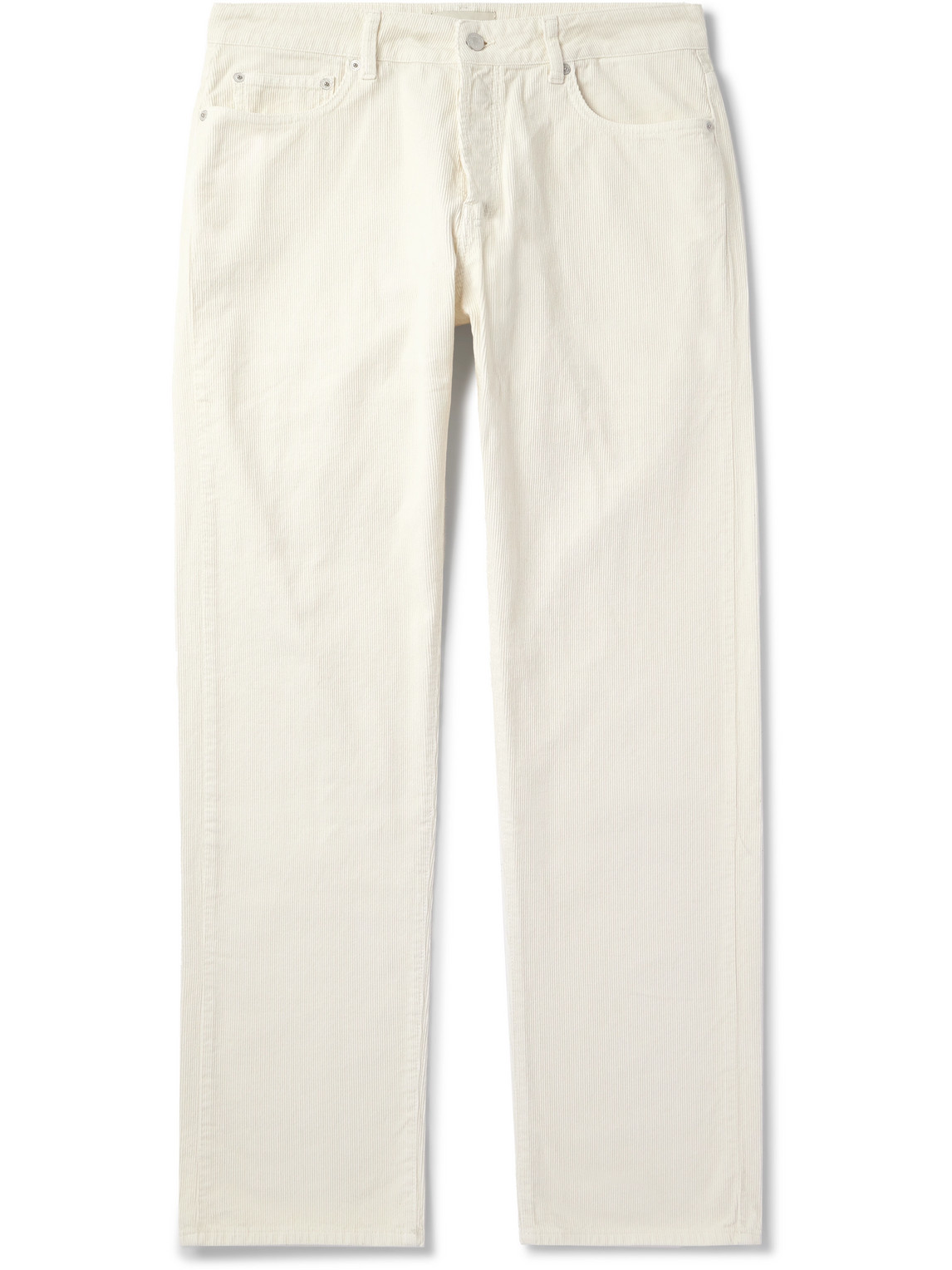 Officine Generale James Slim-fit Straight-leg Cotton-corduroy Trousers In Neutrals