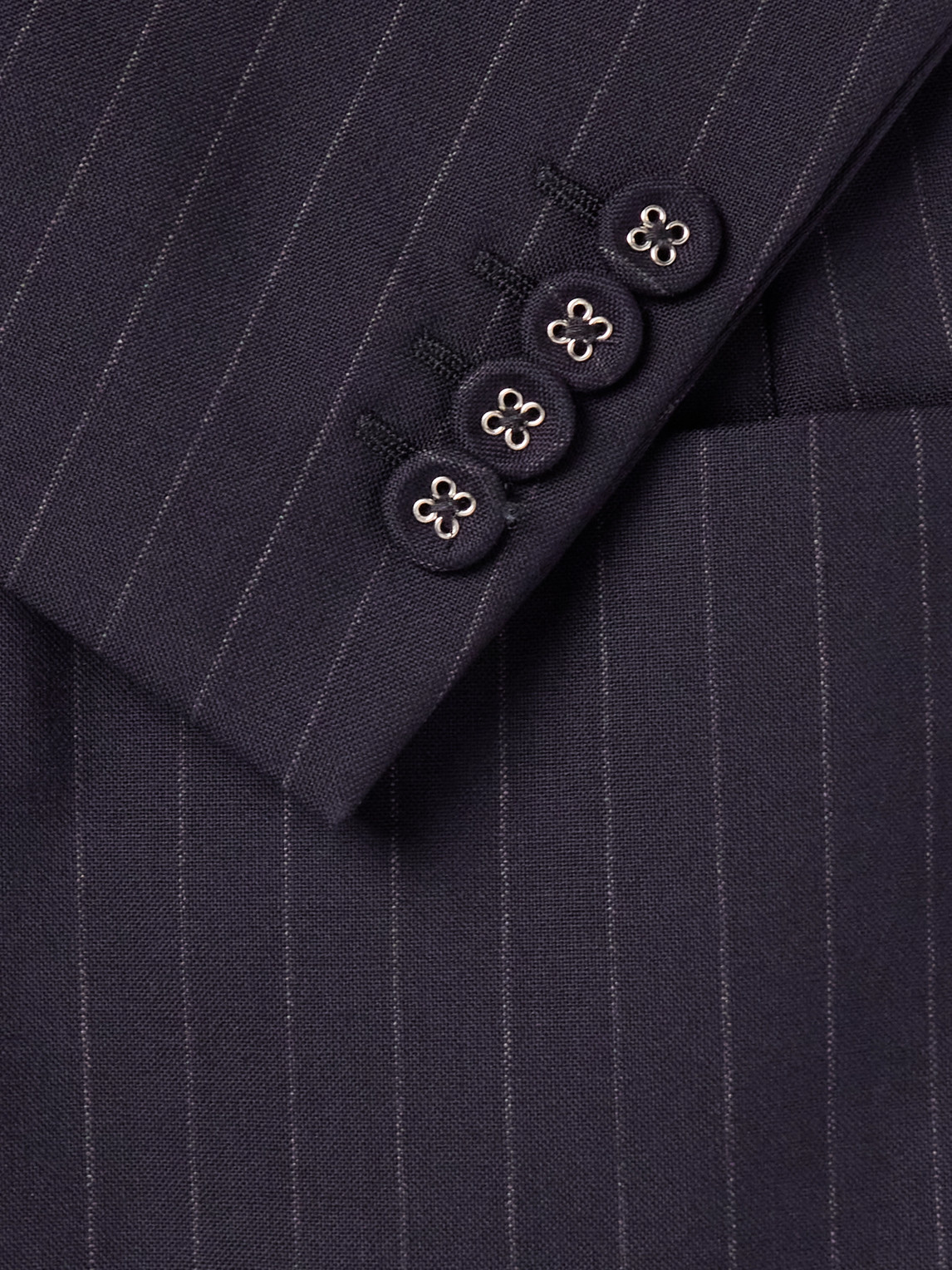 OFFICINE GENERALE LEON DOUBLE-BREASTED PINSTRIPED WOOL SUIT JACKET