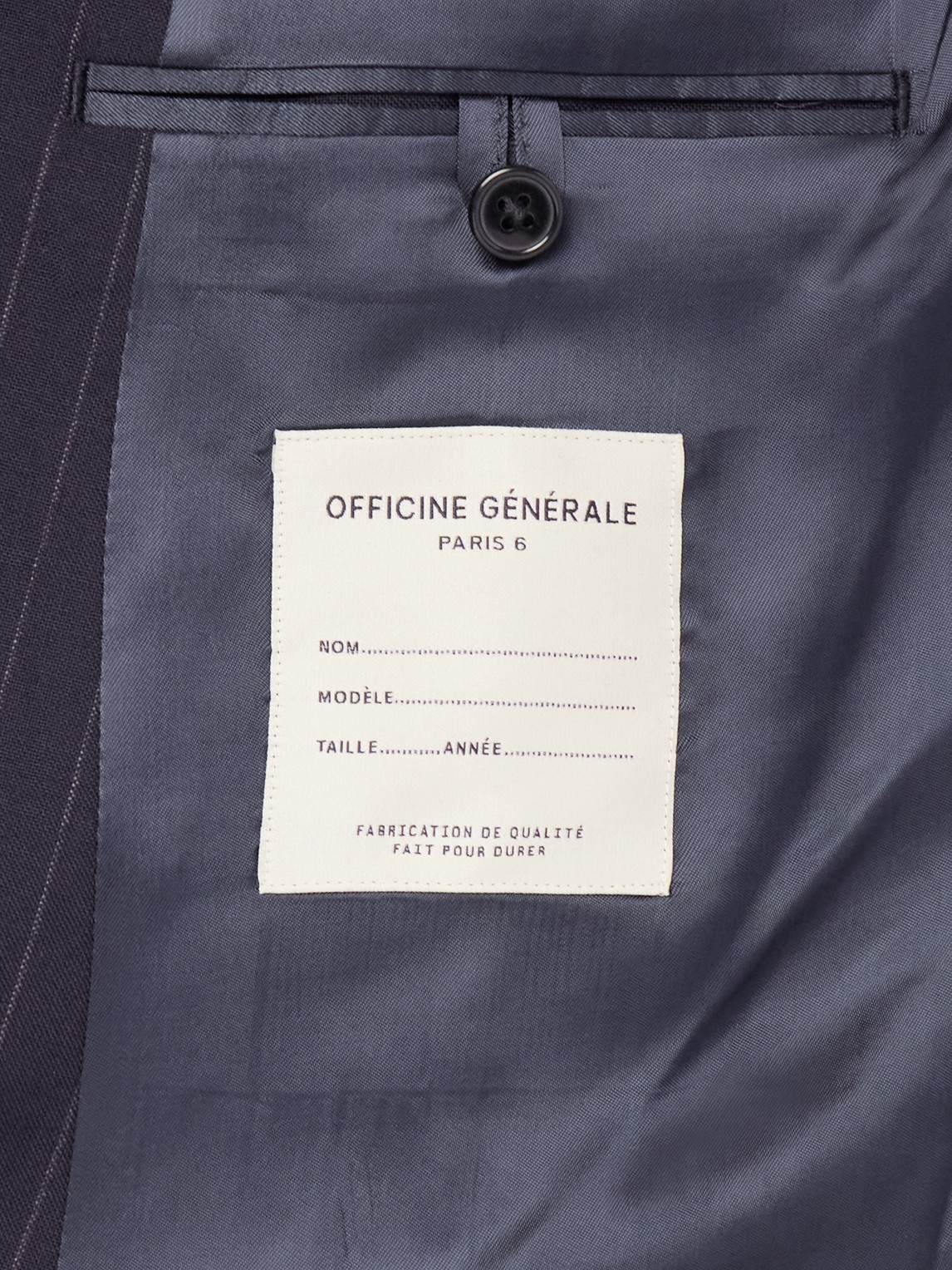 OFFICINE GENERALE LEON DOUBLE-BREASTED PINSTRIPED WOOL SUIT JACKET