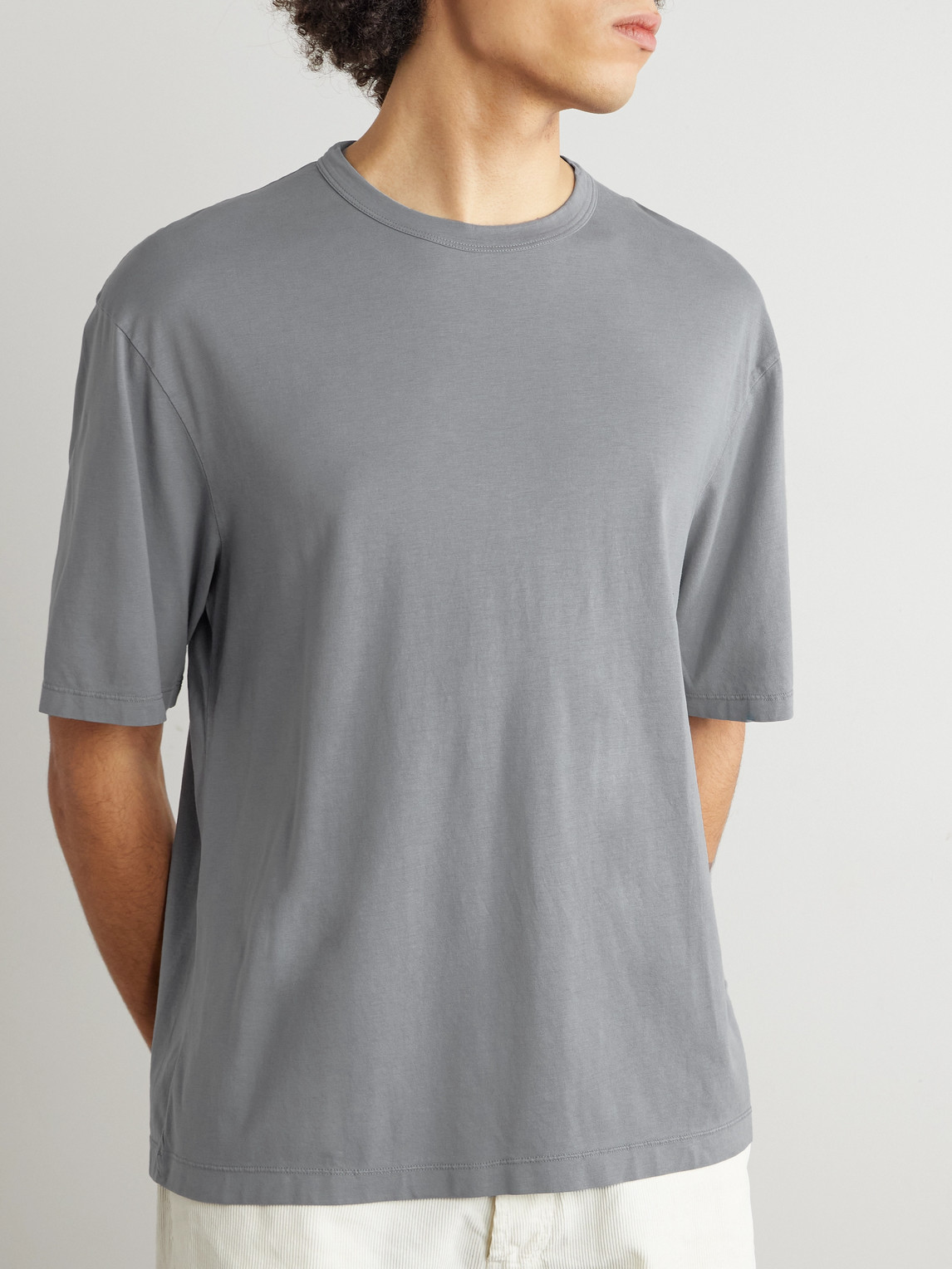 Officine Generale Benny Pigment--dyed Lyocell And Cotton-blend Jersey T-shirt In Gray