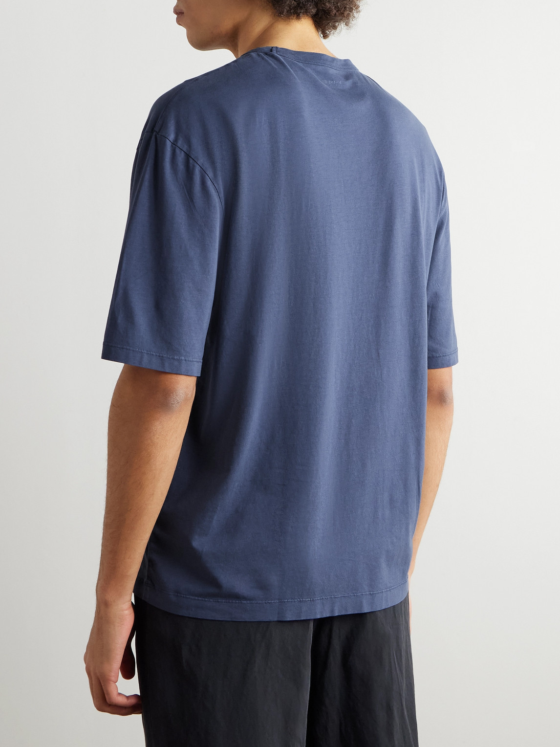 Officine Generale Benny Pigment-dyed Lyocell And Cotton-blend Jersey T-shirt In Blue