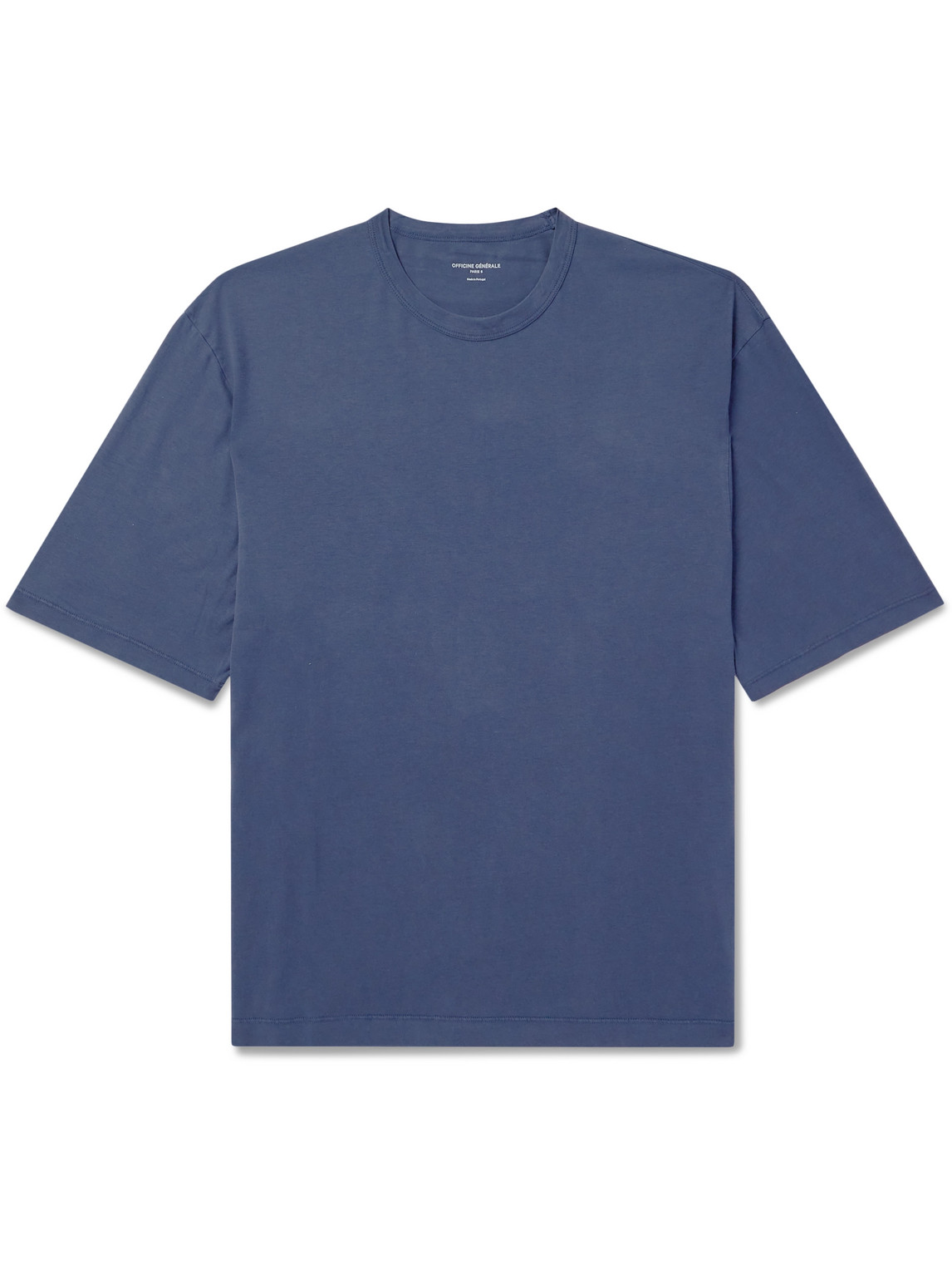 Officine Generale Benny Pigment-dyed Lyocell And Cotton-blend Jersey T-shirt In Blue