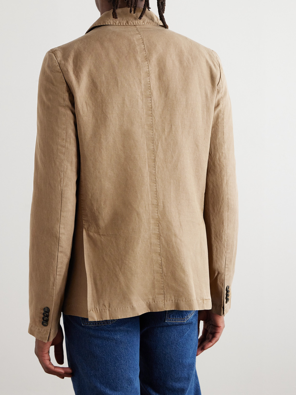 OFFICINE GENERALE NEHEMIAH GARMENT-DYED LYOCELL, LINEN AND COTTON-BLEND SUIT JACKET