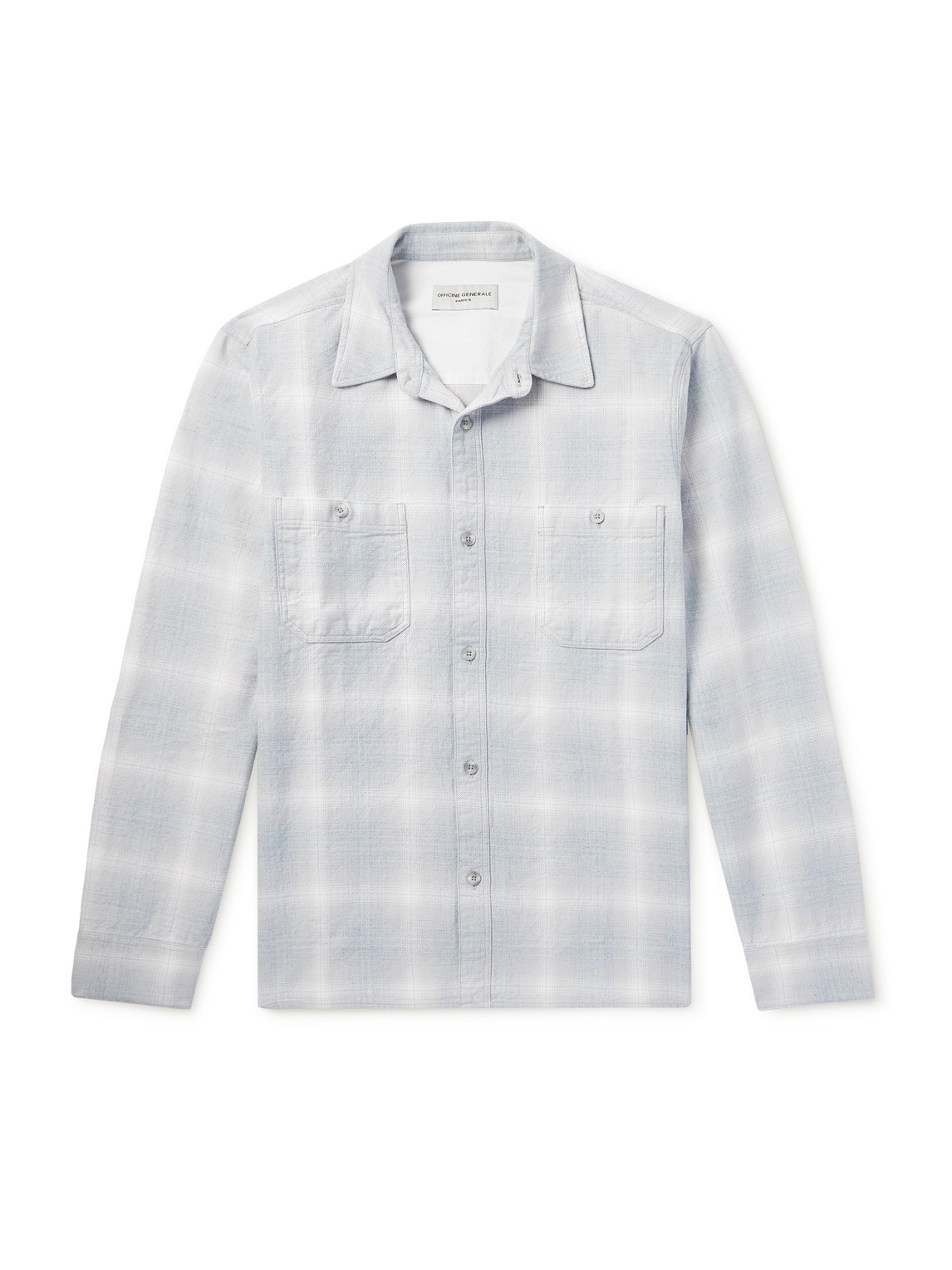 Officine Generale Ahmad Checked Cotton-flannel Shirt In Gray
