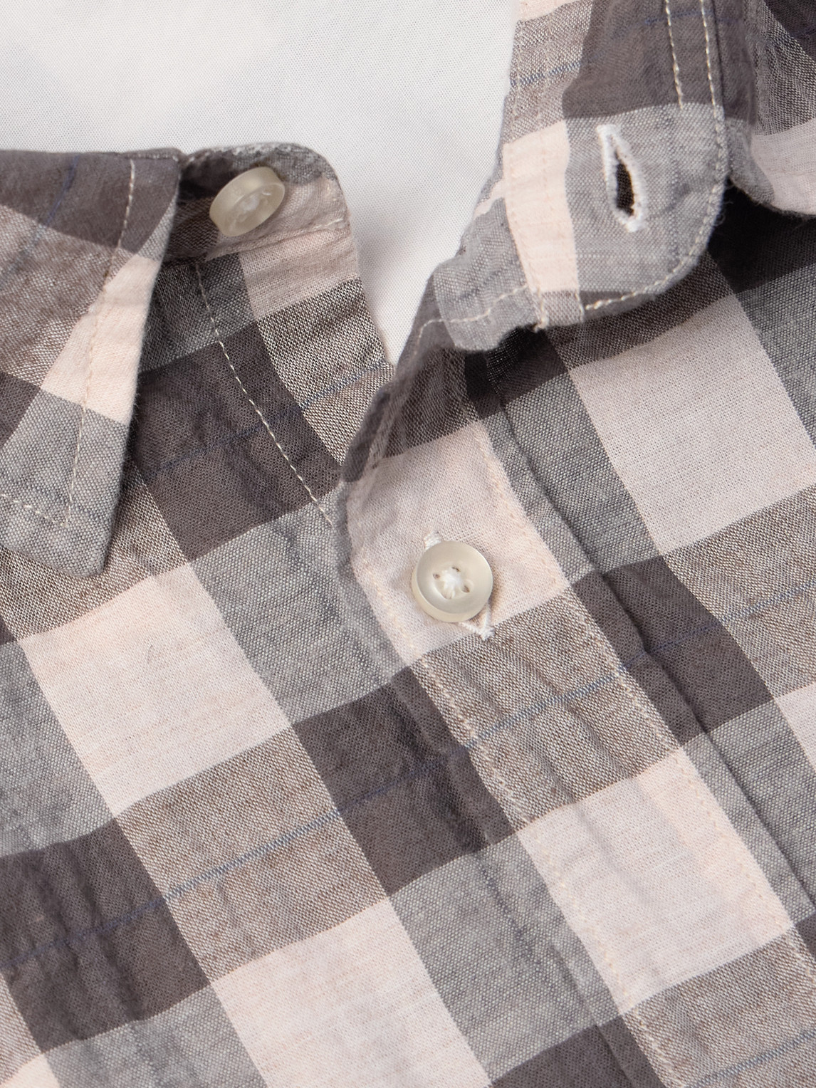 OFFICINE GENERALE ALEX CHECKED CRINKLED COTTON-BLEND SHIRT