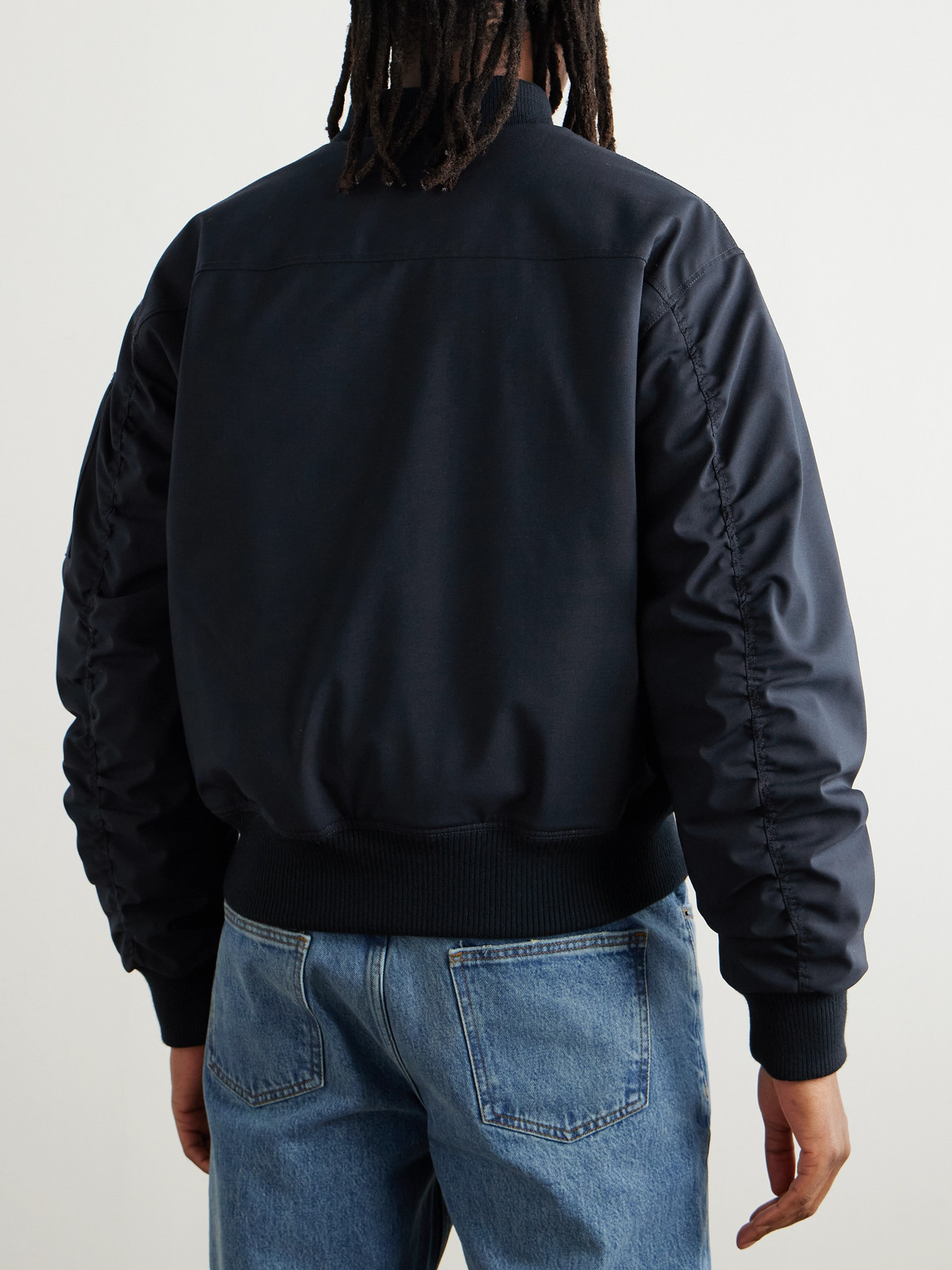 Shop Officine Generale Javier Padded Woven Bomber Jacket In Blue