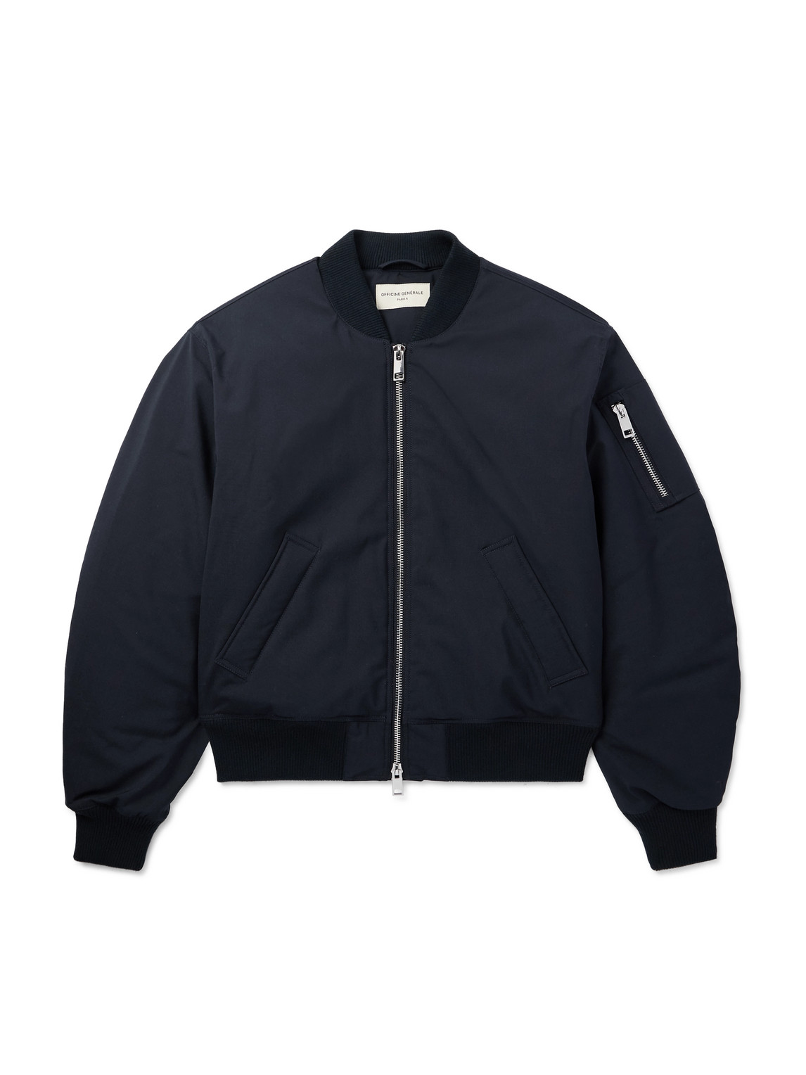 Officine Generale Javier Padded Woven Bomber Jacket In Blue