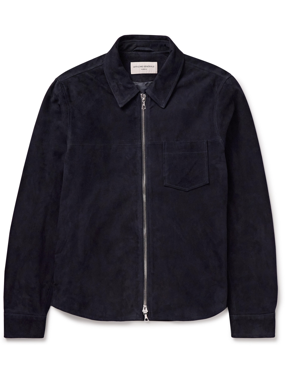 Officine Generale Sid Suede Overshirt In Blue